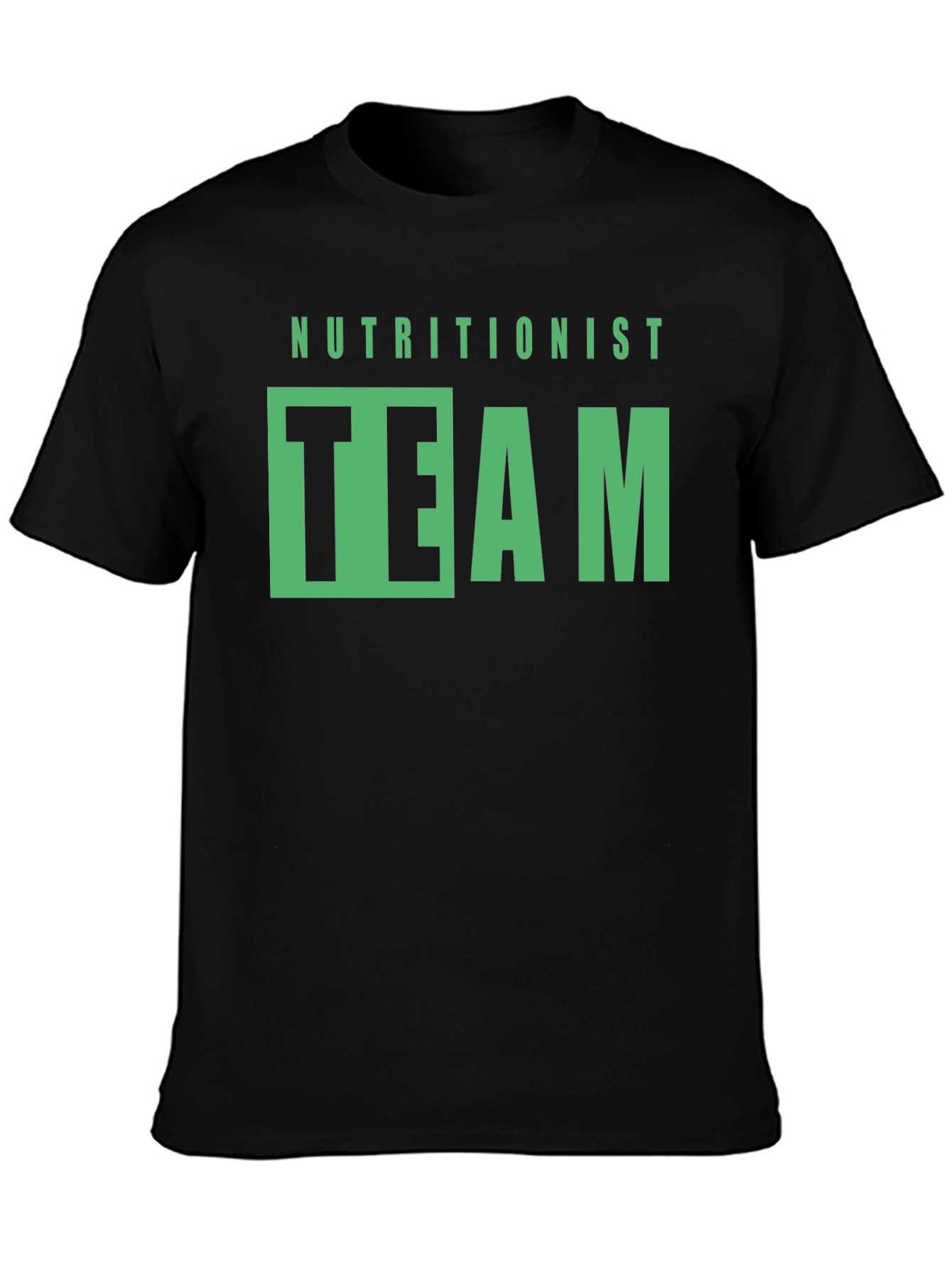 Camiseta Negra Nutricionista Team Diseño Gráfico