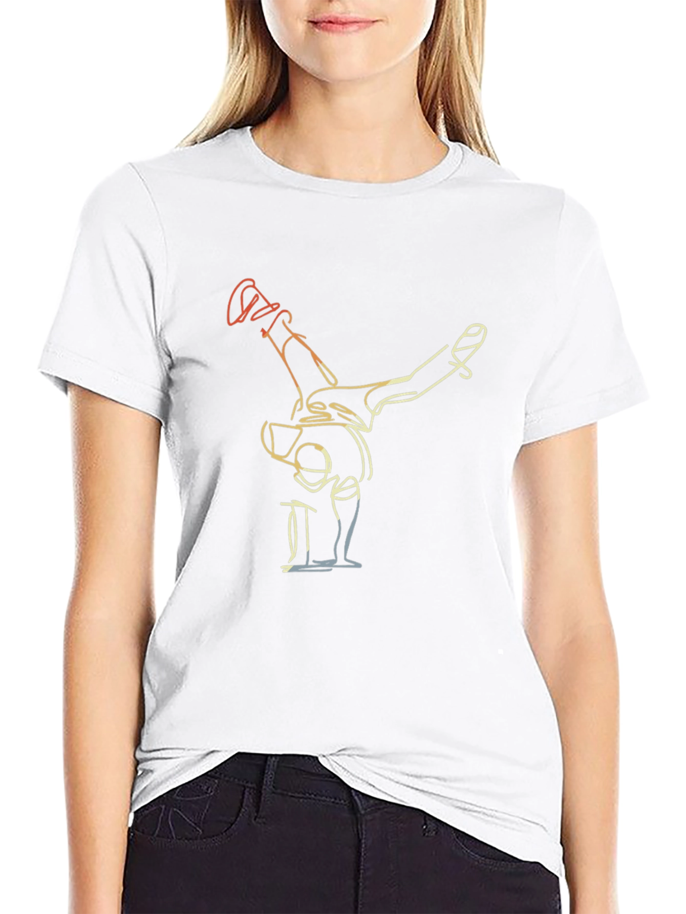 Camiseta Negra con Diseño de Bailarín Abstracto