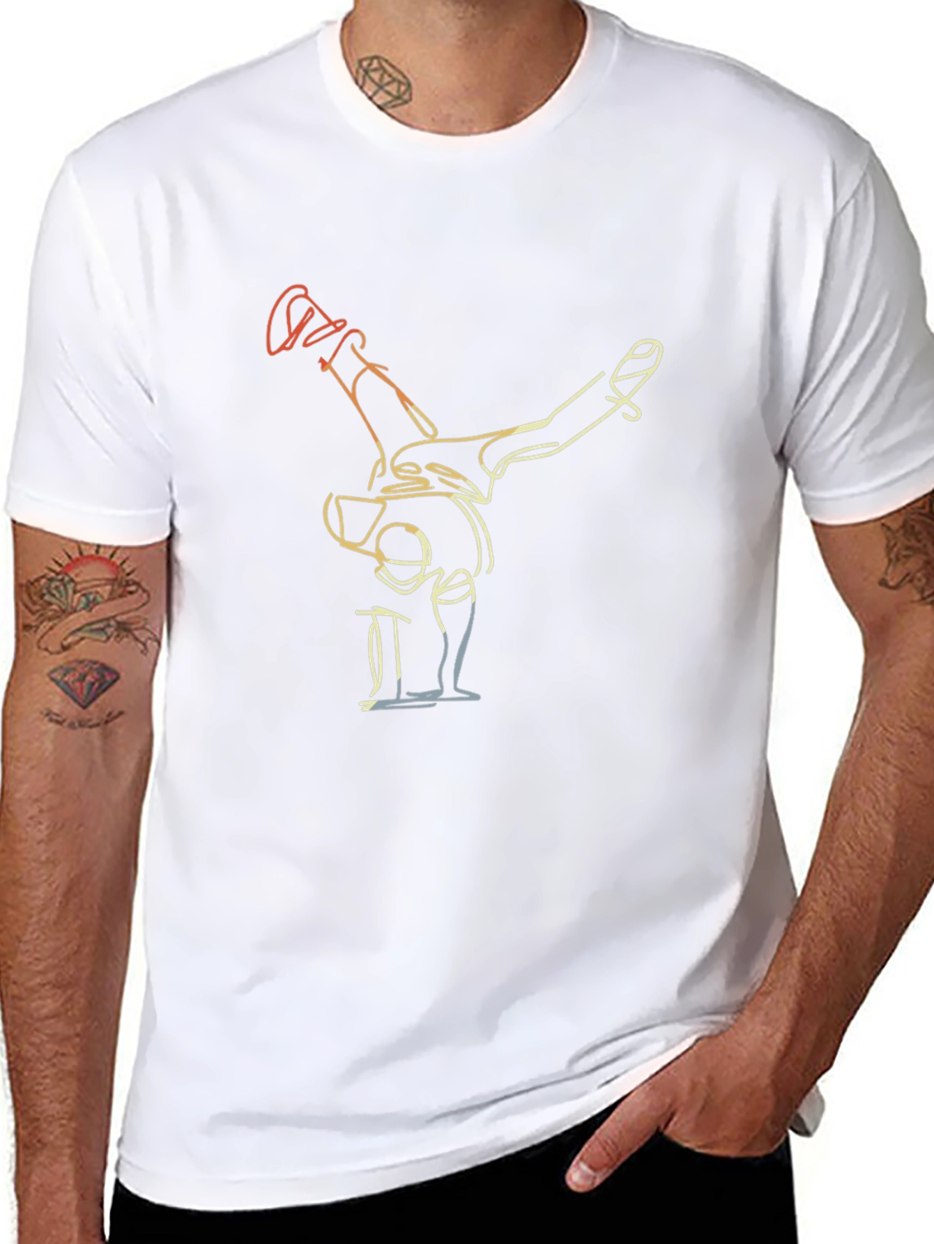 Camiseta Negra con Diseño de Bailarín Abstracto