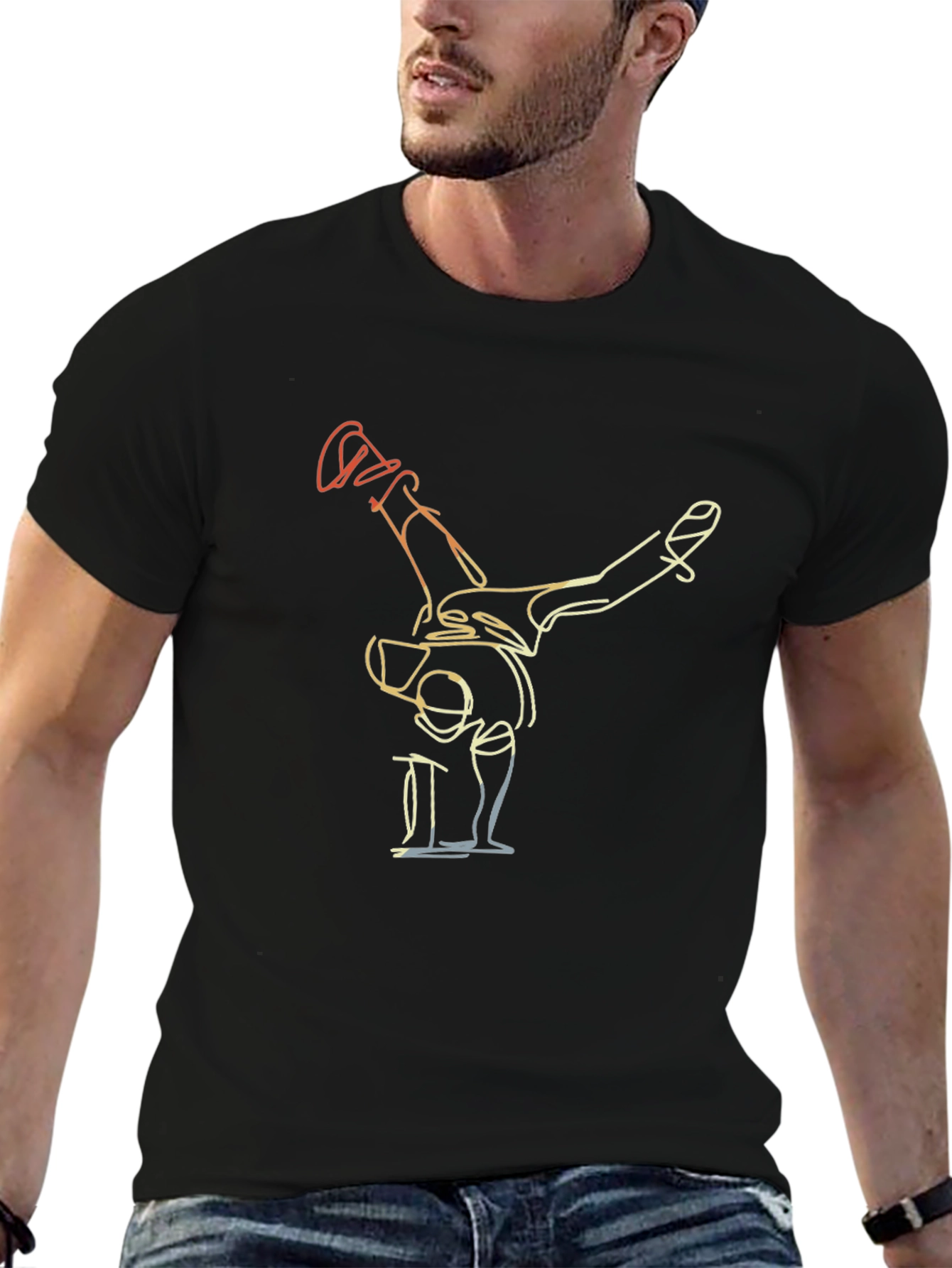 Camiseta Negra con Diseño de Bailarín Abstracto