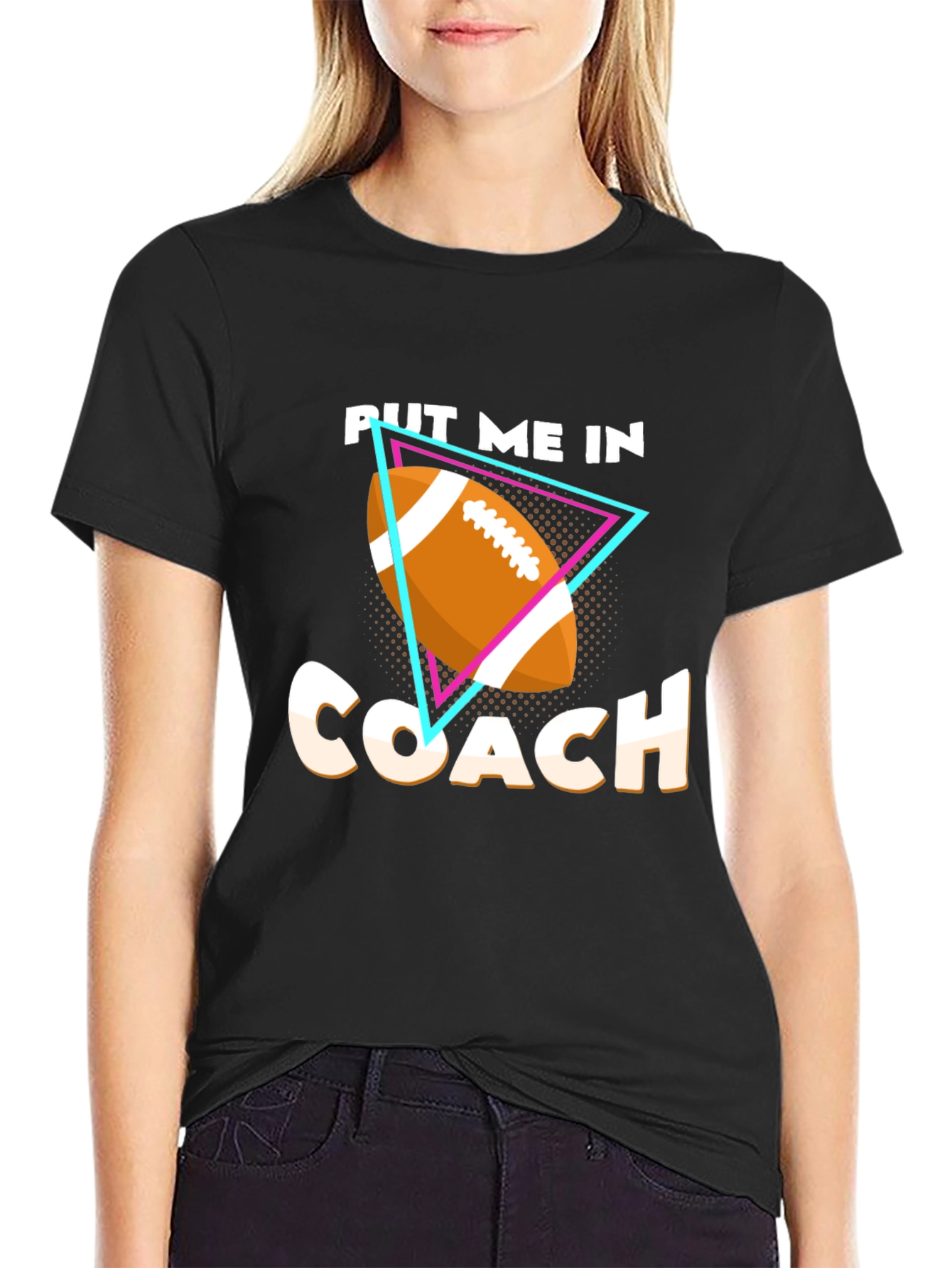 Camiseta Negra ¡Ponme Entrenador! Fútbol Americano