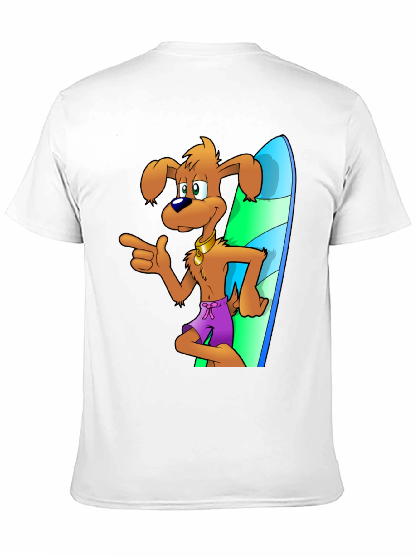 Camiseta Negra con Diseño de Perro Surfista