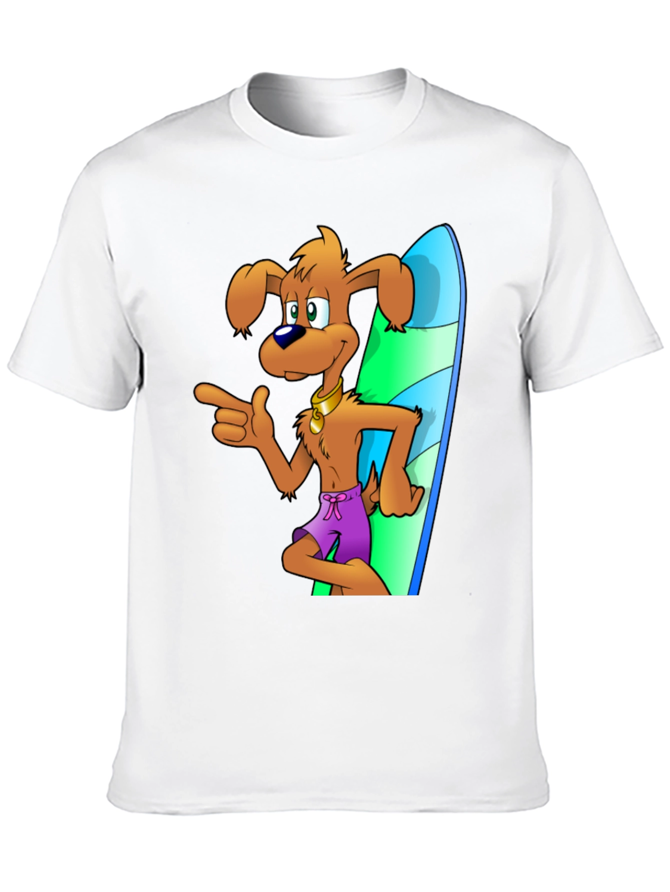 Camiseta Negra con Diseño de Perro Surfista