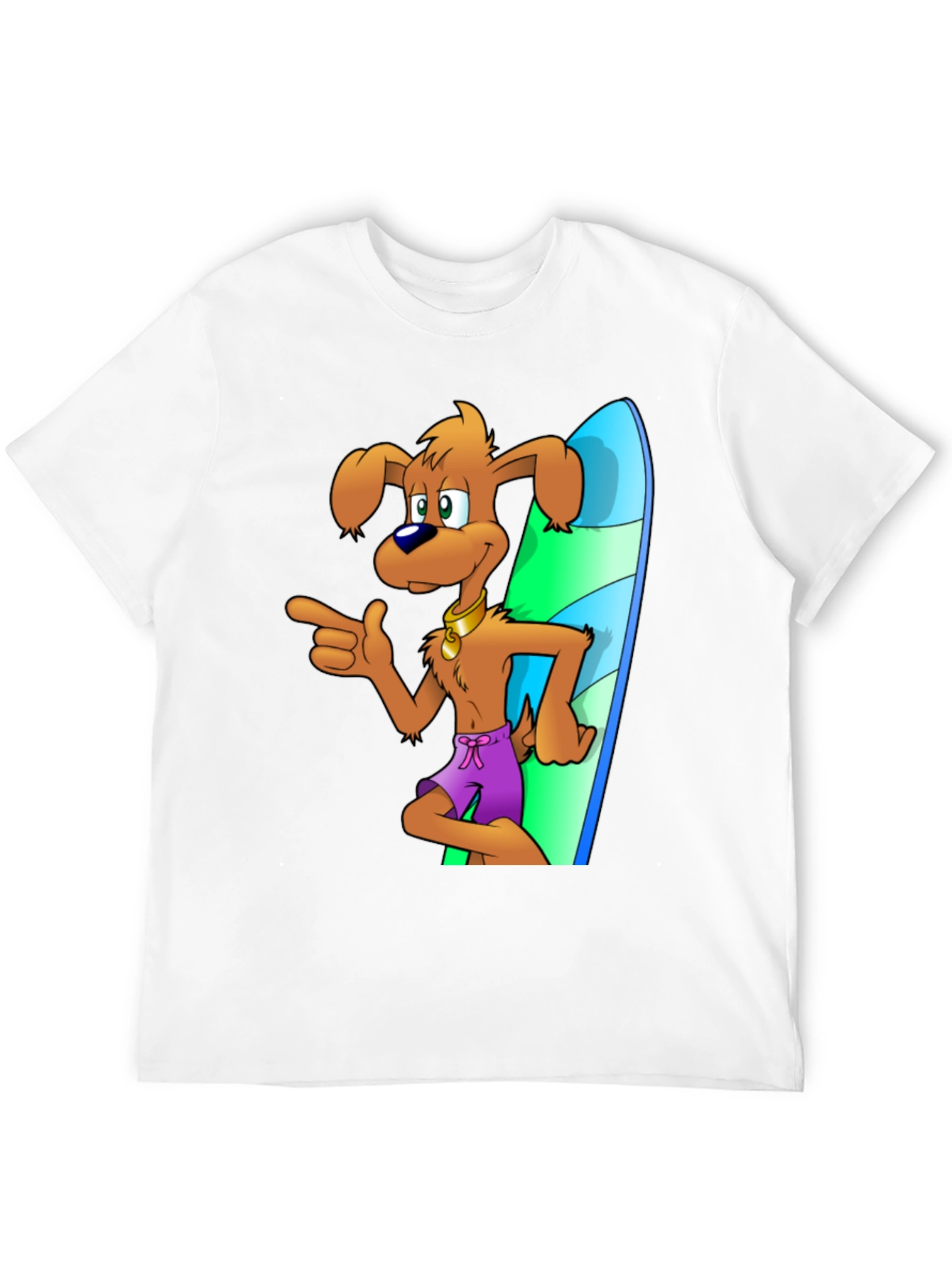 Camiseta Negra con Diseño de Perro Surfista