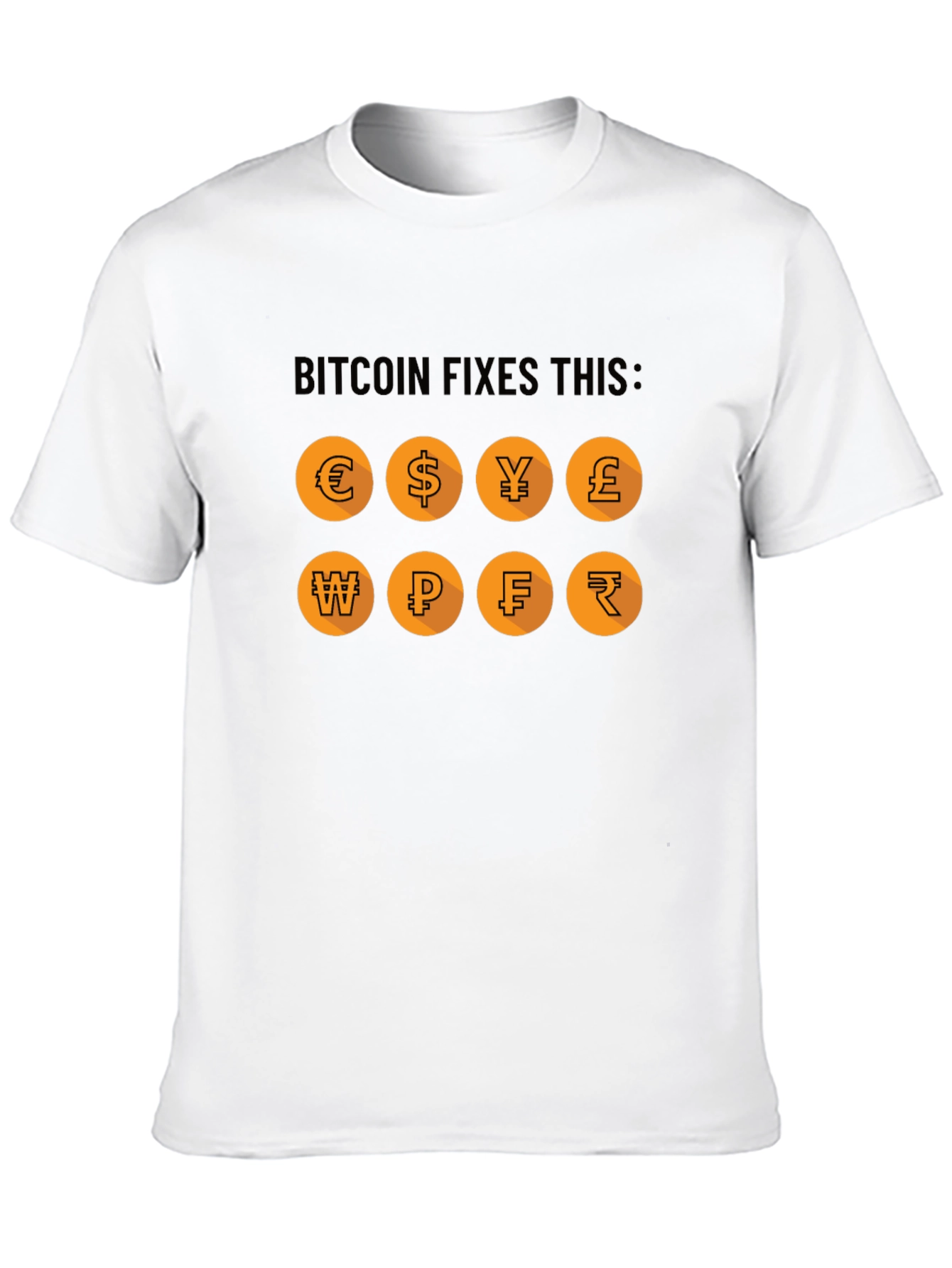 Camiseta Bitcoin Fixes This: Monedas del Mundo