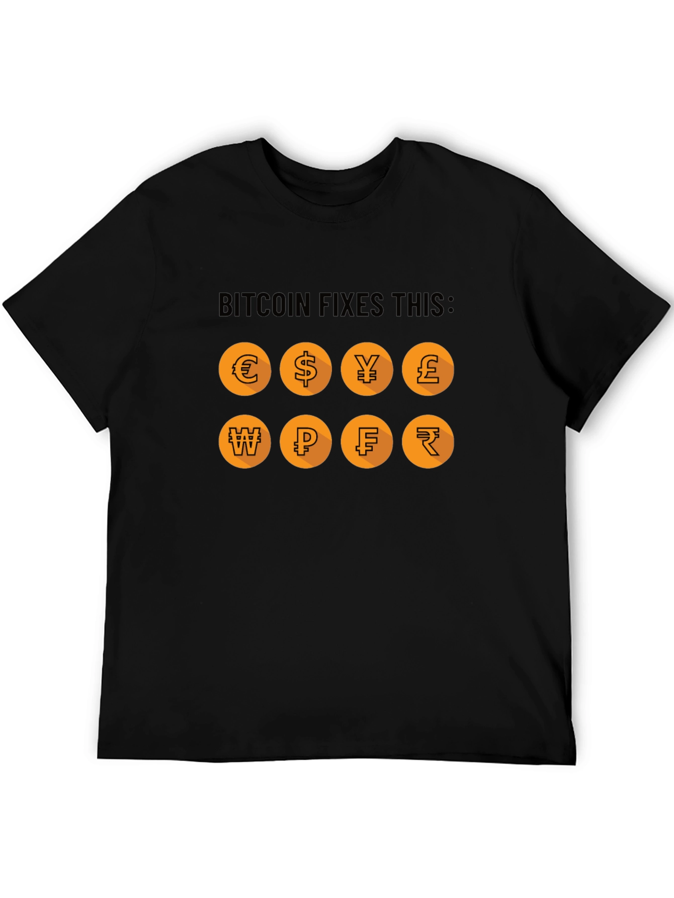 Camiseta Bitcoin Fixes This: Monedas del Mundo
