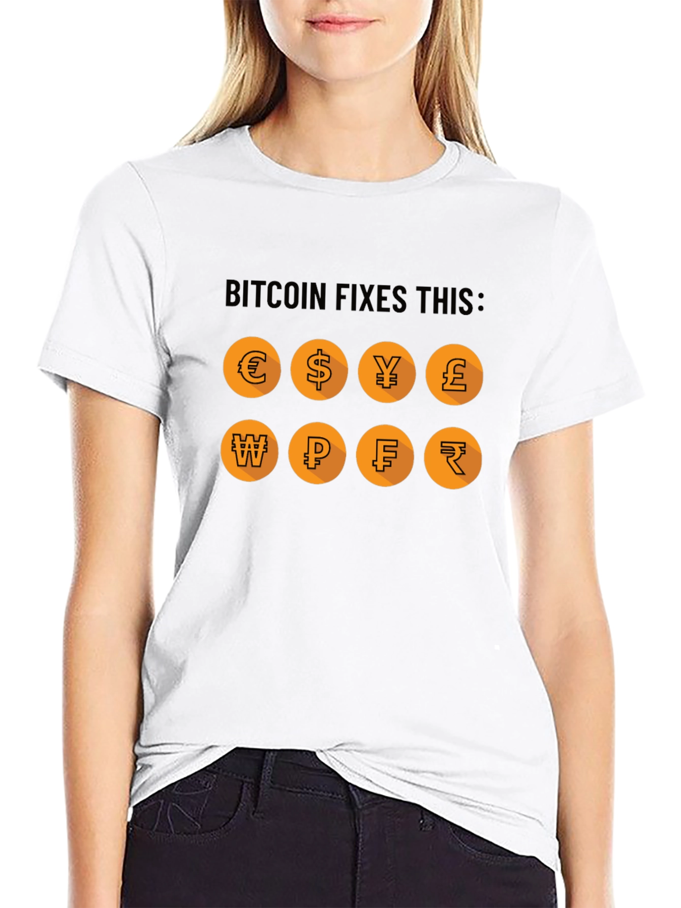 Camiseta Bitcoin Fixes This: Monedas del Mundo