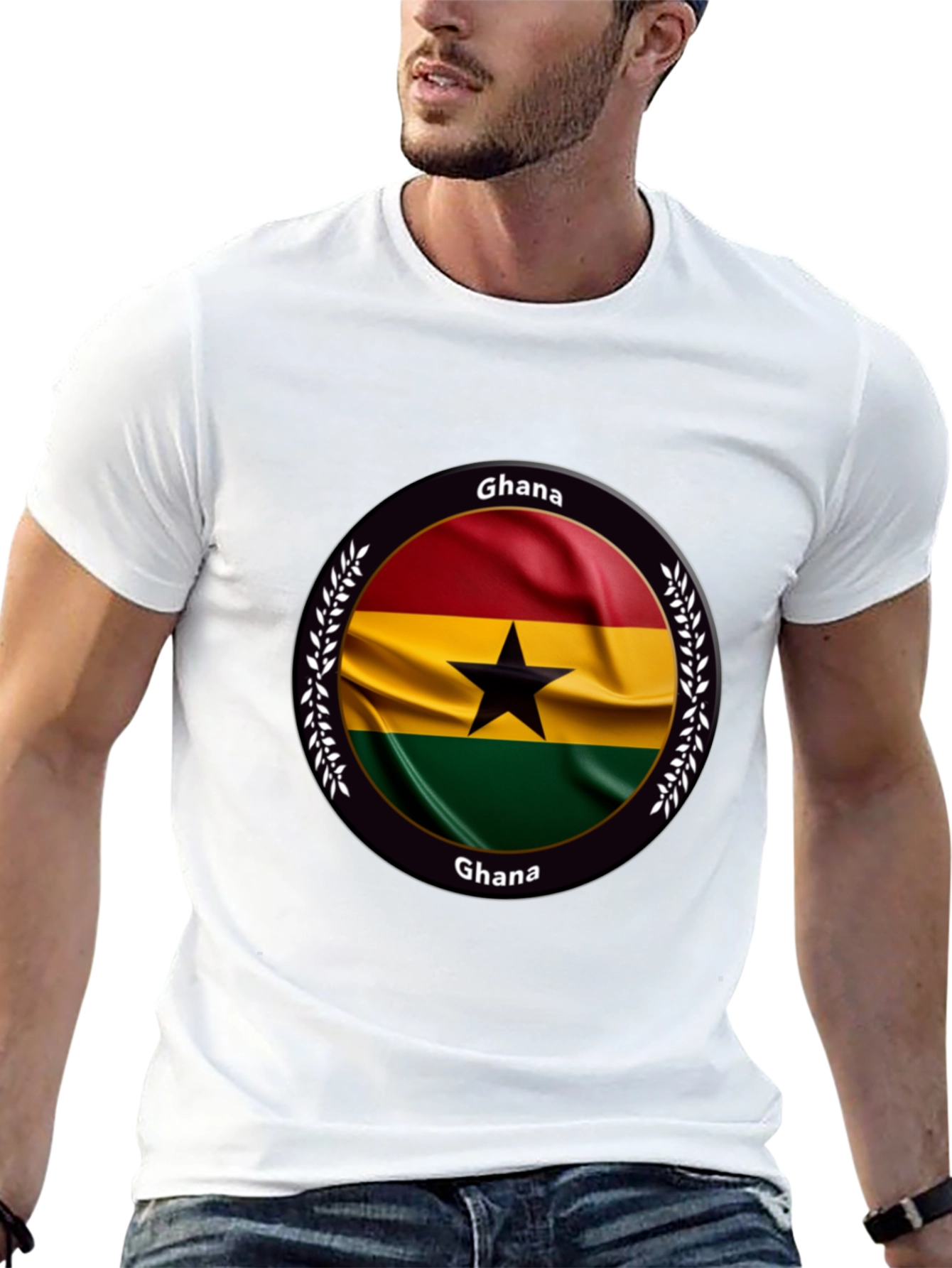 Camiseta Negra con Diseño de Ghana
