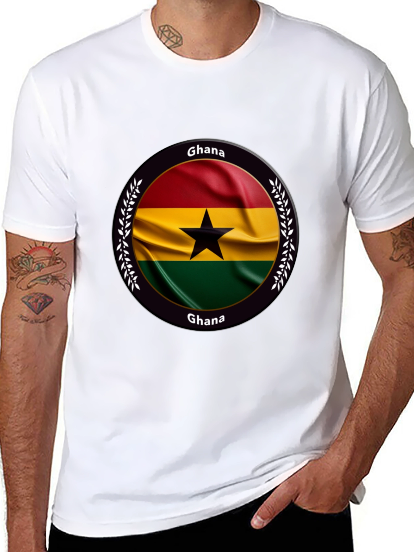Camiseta Negra con Diseño de Ghana