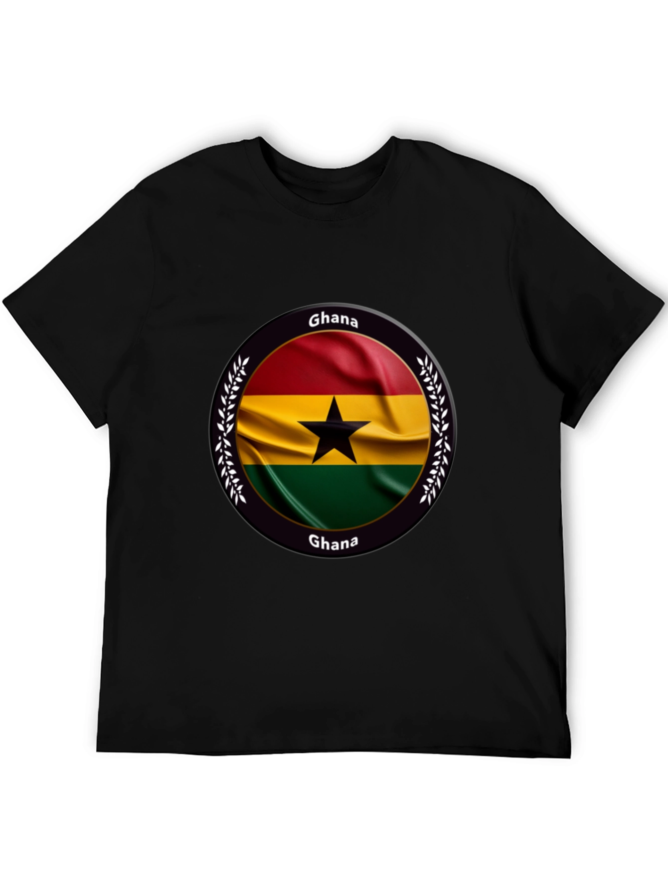 Camiseta Negra con Diseño de Ghana