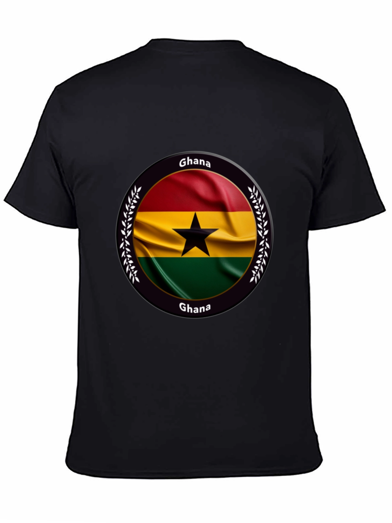 Camiseta Negra con Diseño de Ghana