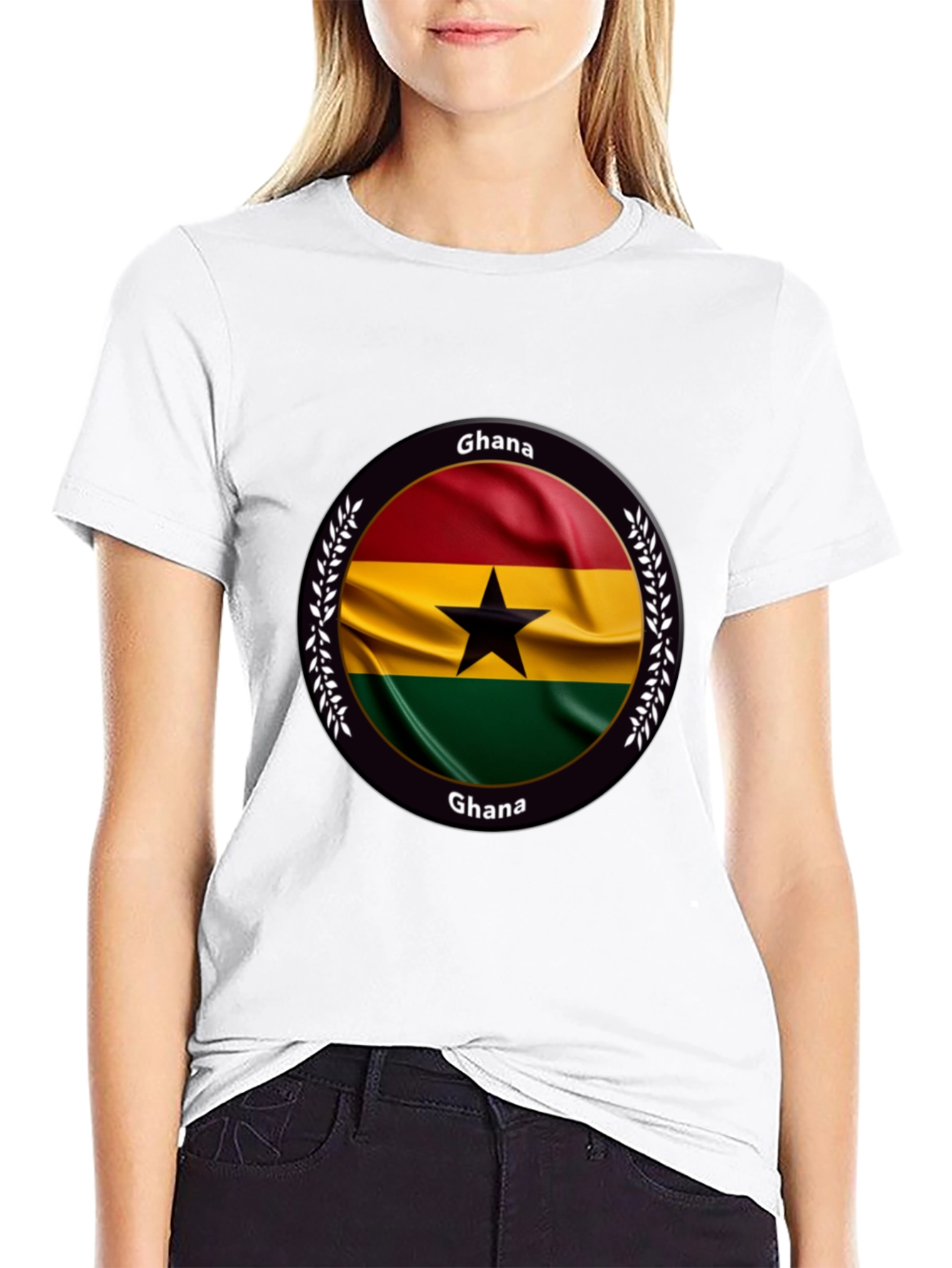 Camiseta Negra con Diseño de Ghana