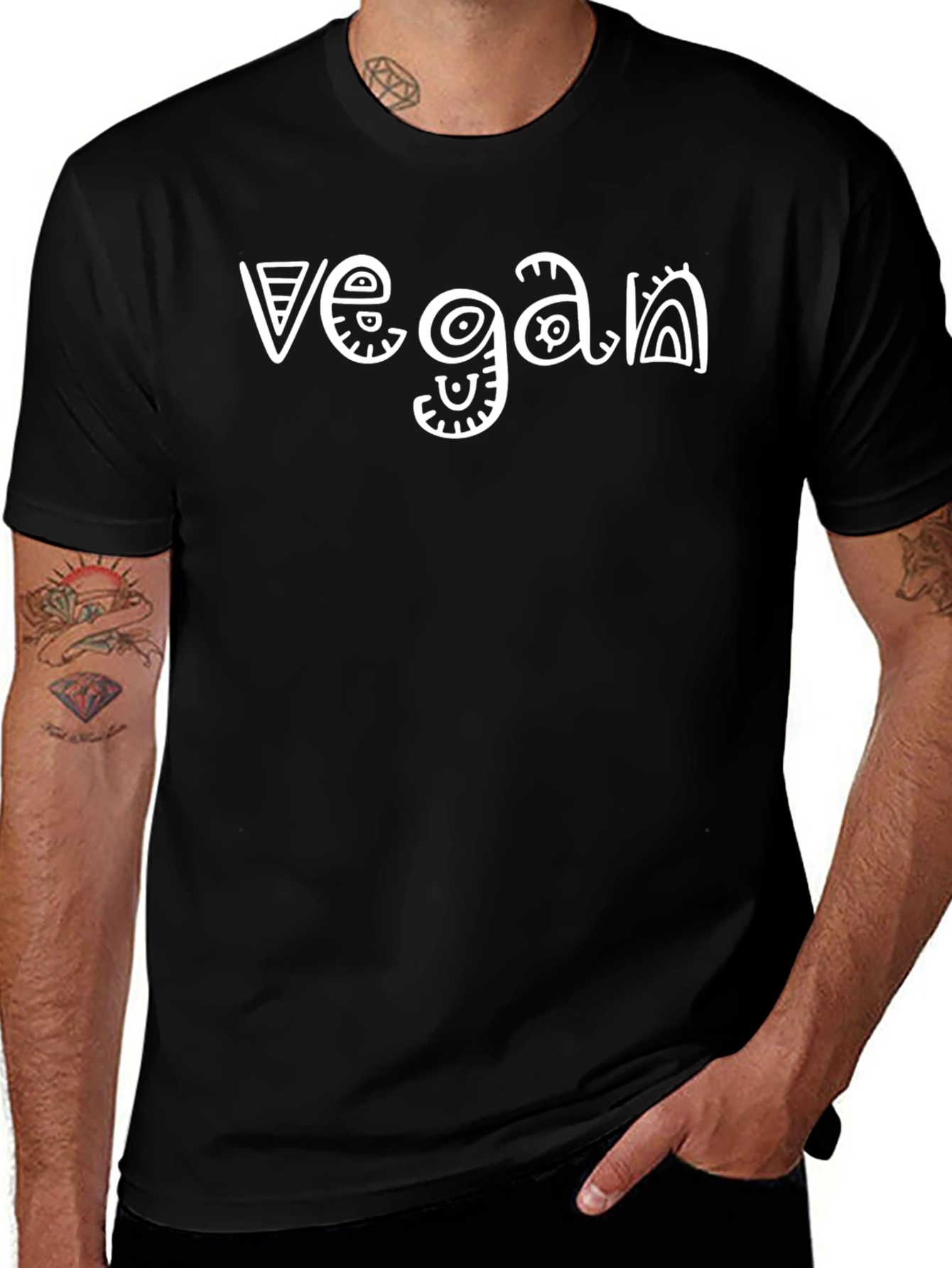 Camiseta Negra Vegan Estilo Tribal