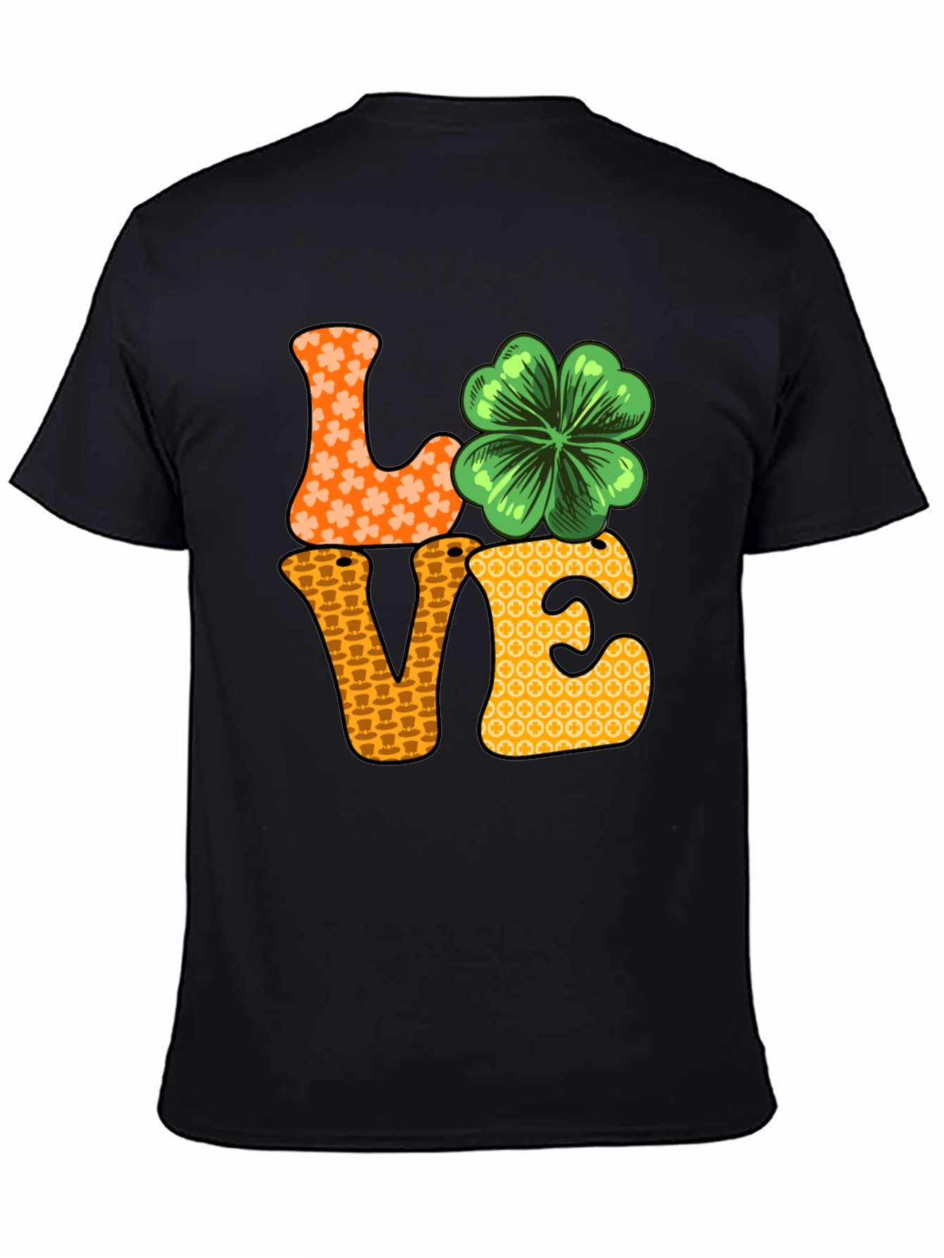 Camiseta Negra LOVE con Trébol para San Patricio