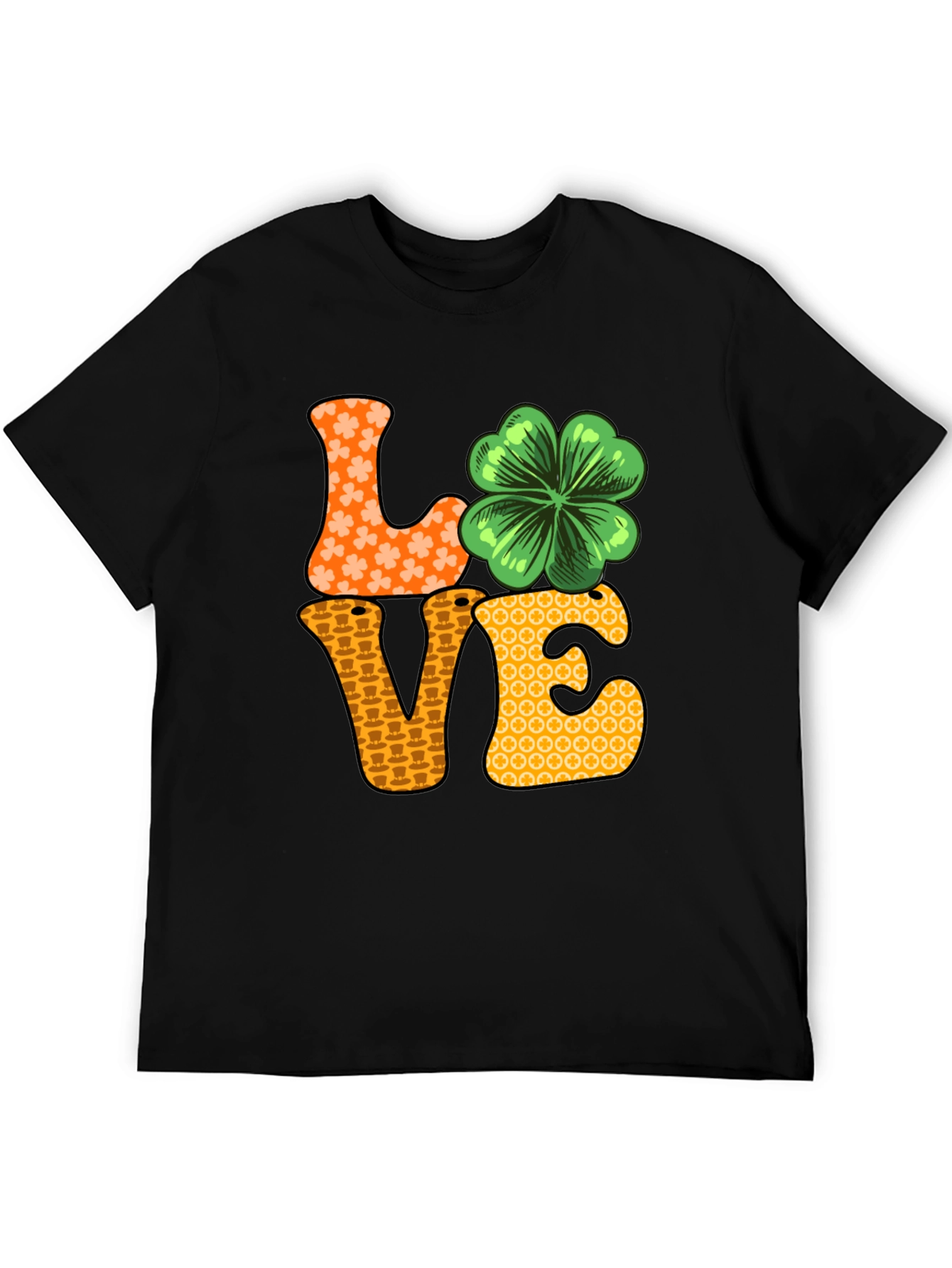 Camiseta Negra LOVE con Trébol para San Patricio