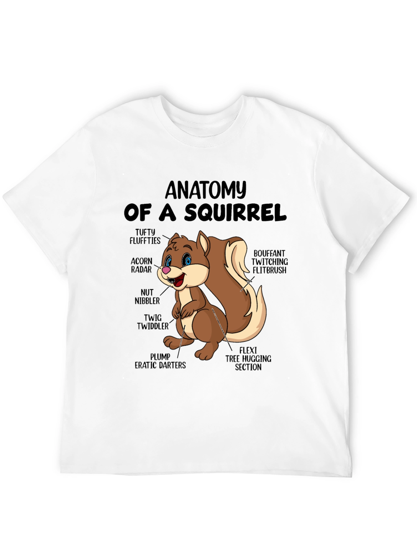 Camiseta Negra con Diseño de Anatomía de Ardilla