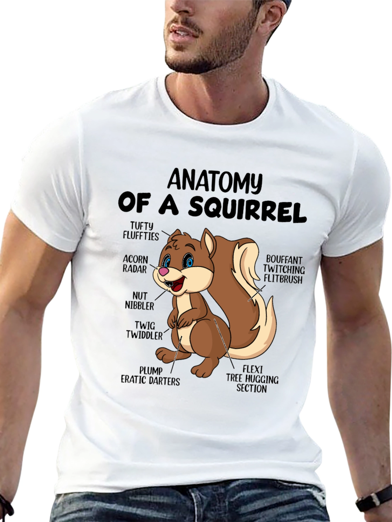 Camiseta Negra con Diseño de Anatomía de Ardilla