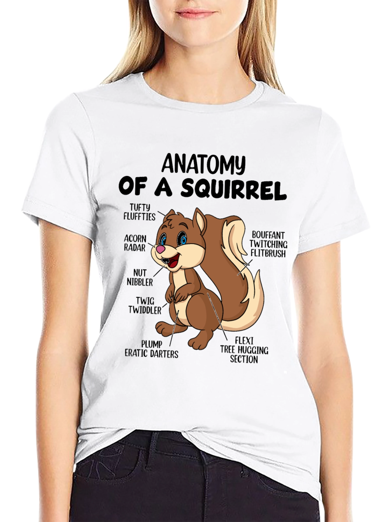 Camiseta Negra con Diseño de Anatomía de Ardilla