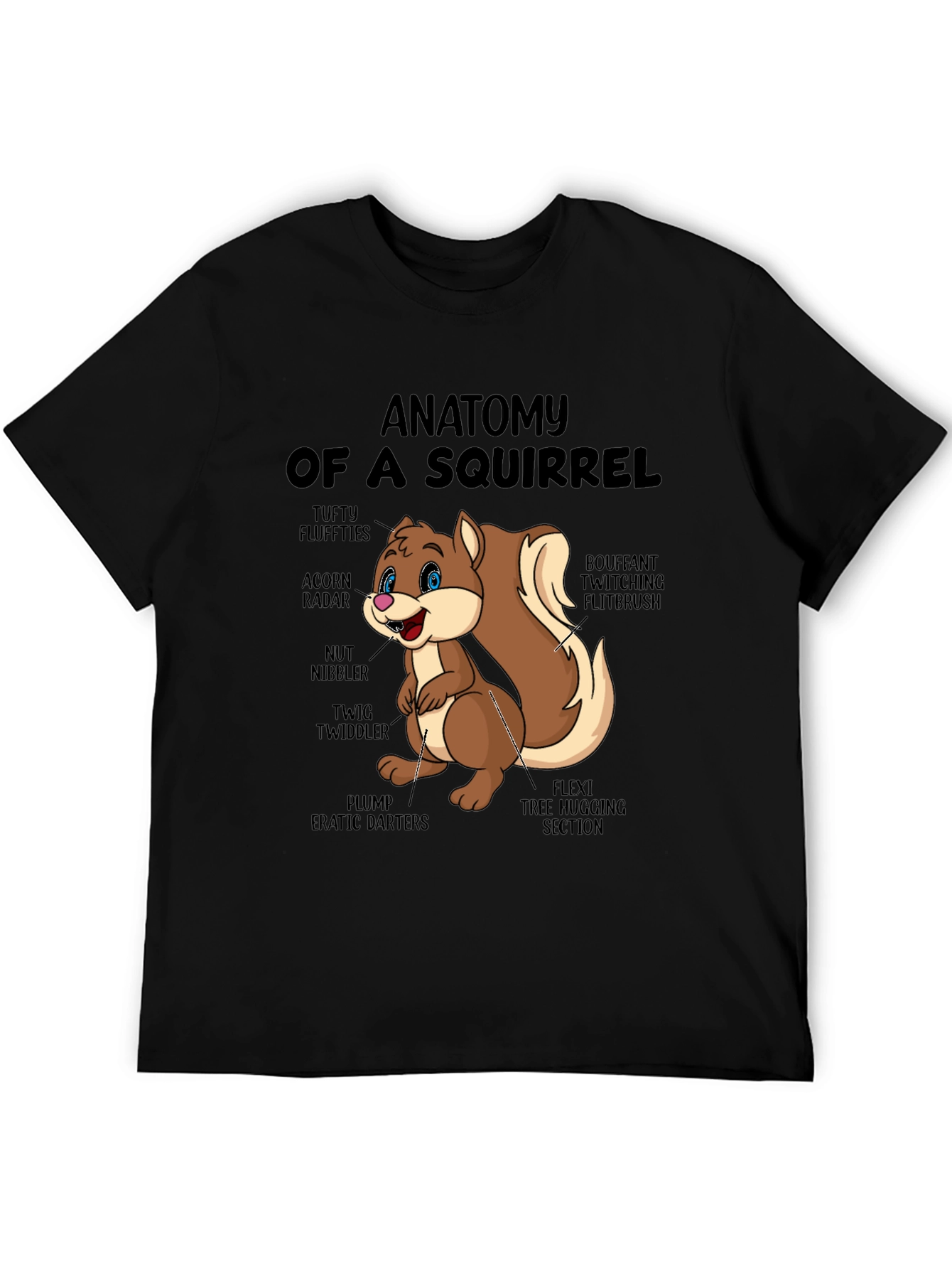 Camiseta Negra con Diseño de Anatomía de Ardilla
