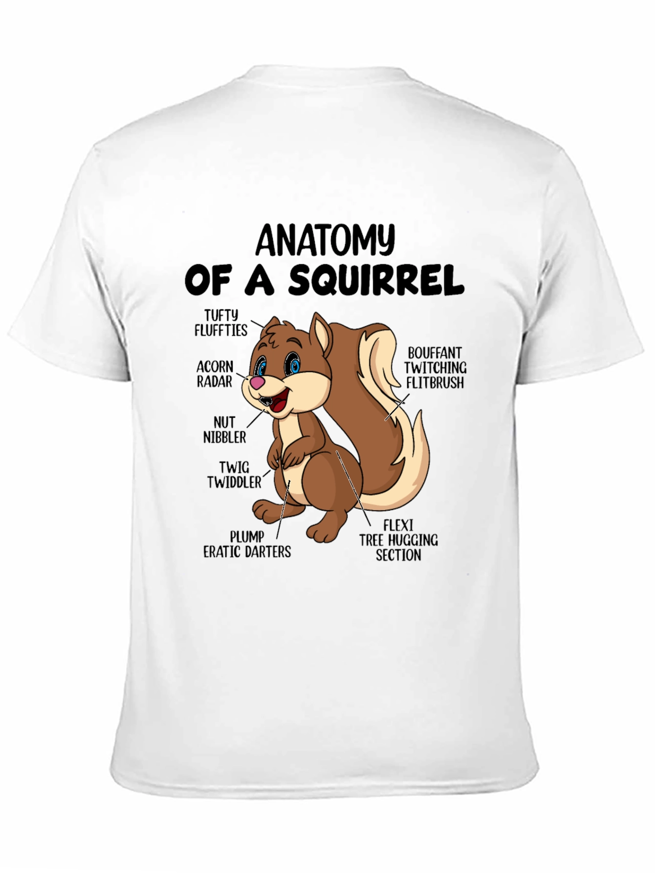 Camiseta Negra con Diseño de Anatomía de Ardilla