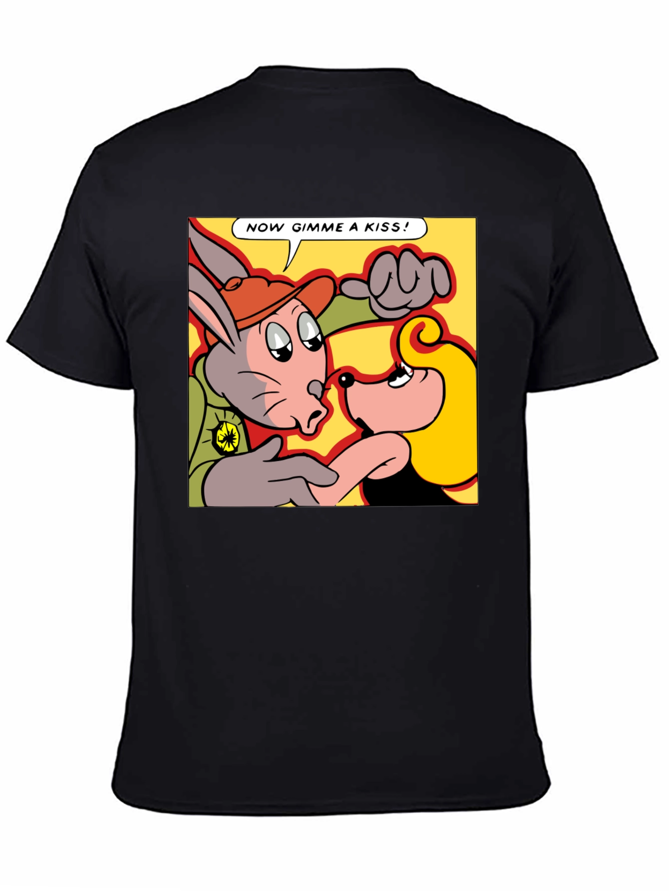 Camiseta Negra con Dibujo Animado Retro