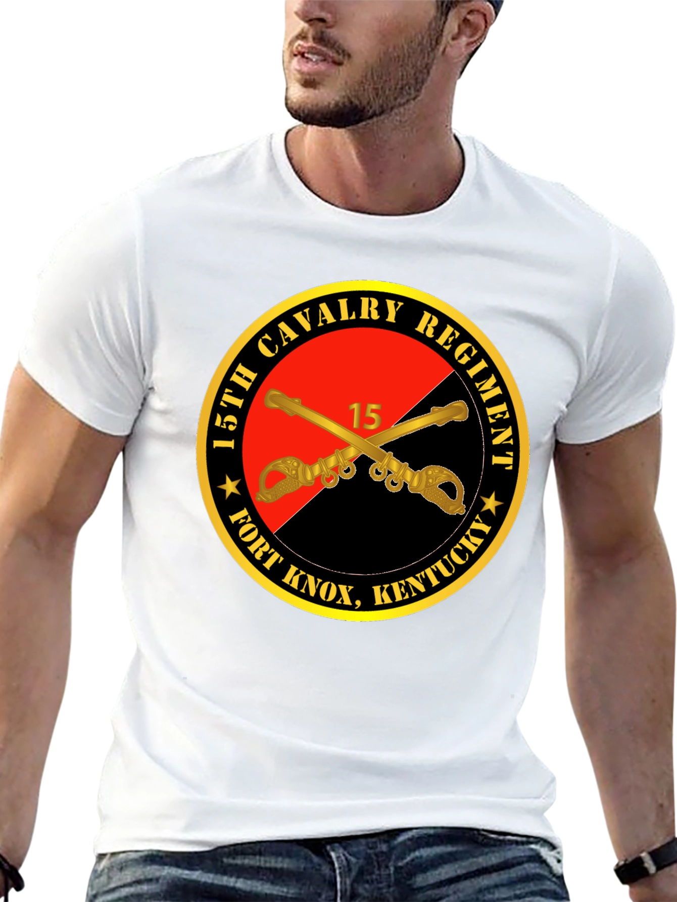 Camiseta Negra 15th Cavalry Regiment Fort Knox Kentucky