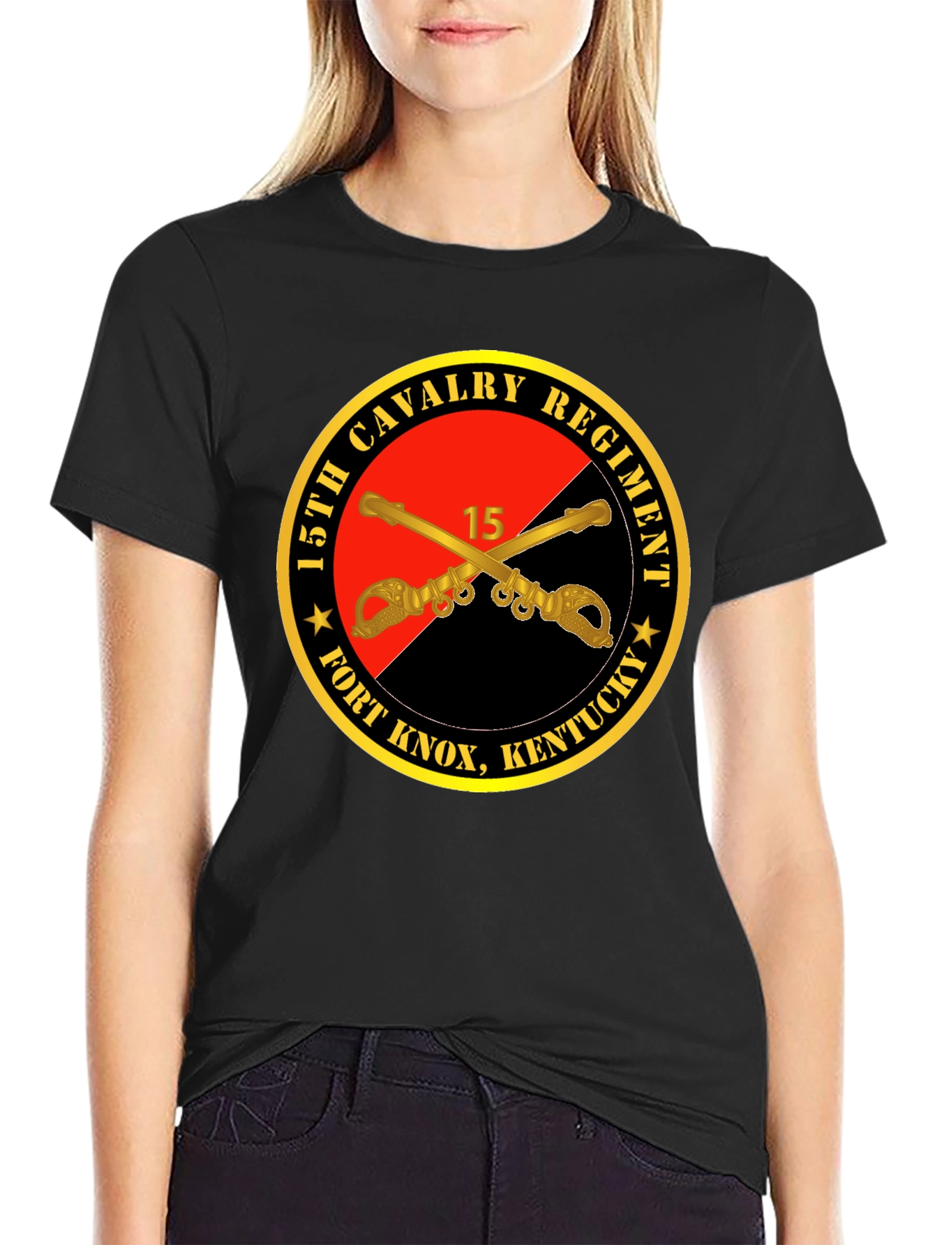Camiseta Negra 15th Cavalry Regiment Fort Knox Kentucky