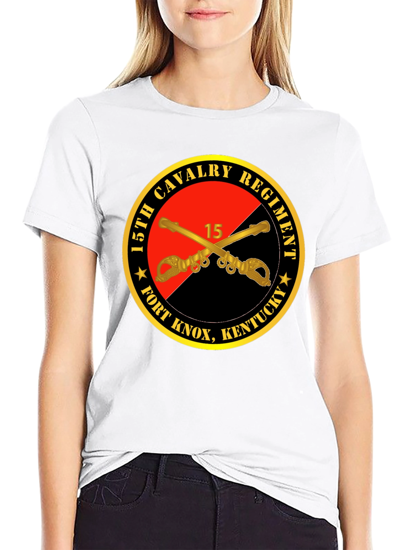 Camiseta Negra 15th Cavalry Regiment Fort Knox Kentucky