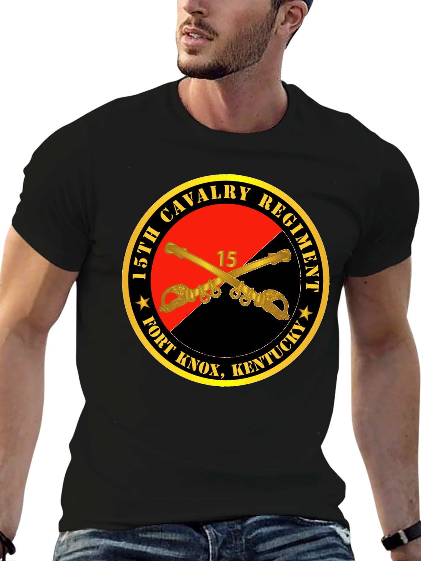 Camiseta Negra 15th Cavalry Regiment Fort Knox Kentucky