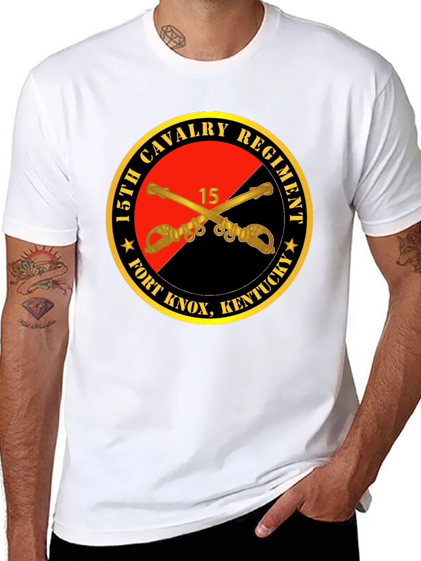 Camiseta Negra 15th Cavalry Regiment Fort Knox Kentucky