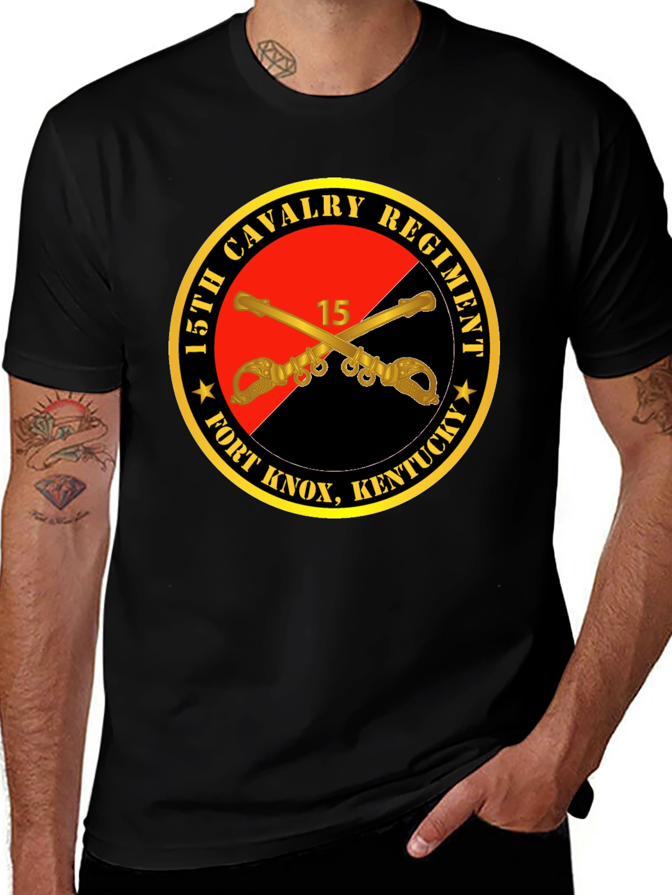 Camiseta Negra 15th Cavalry Regiment Fort Knox Kentucky