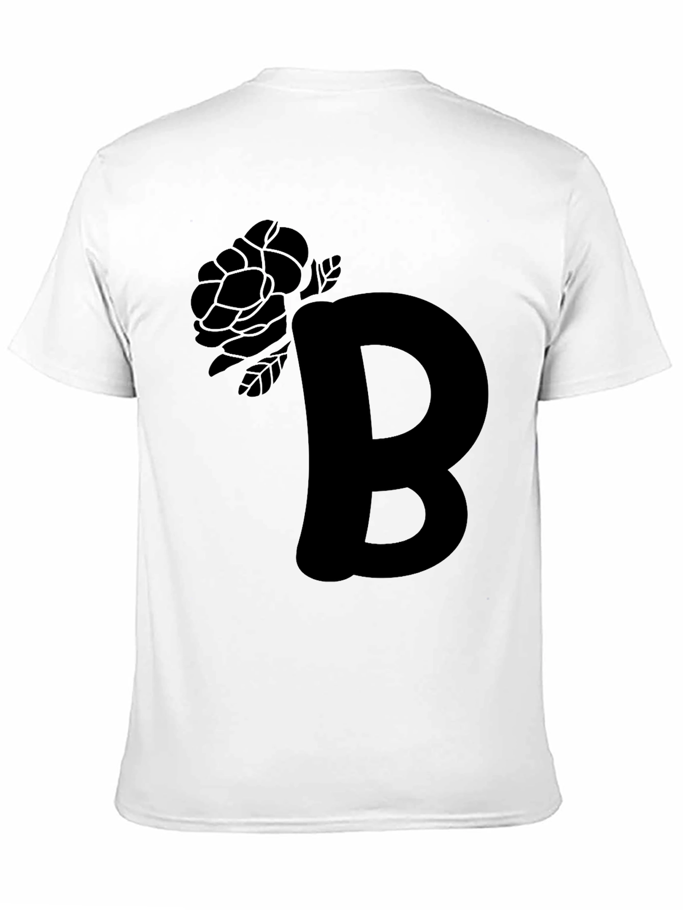 Camiseta Negra con Diseño de Letra y Rosa