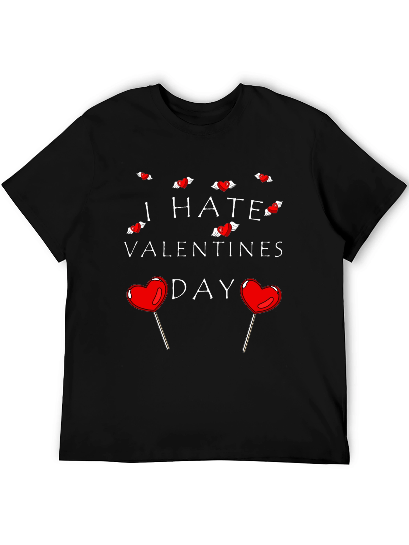 Camiseta Negra Odio San Valentín para Hombre