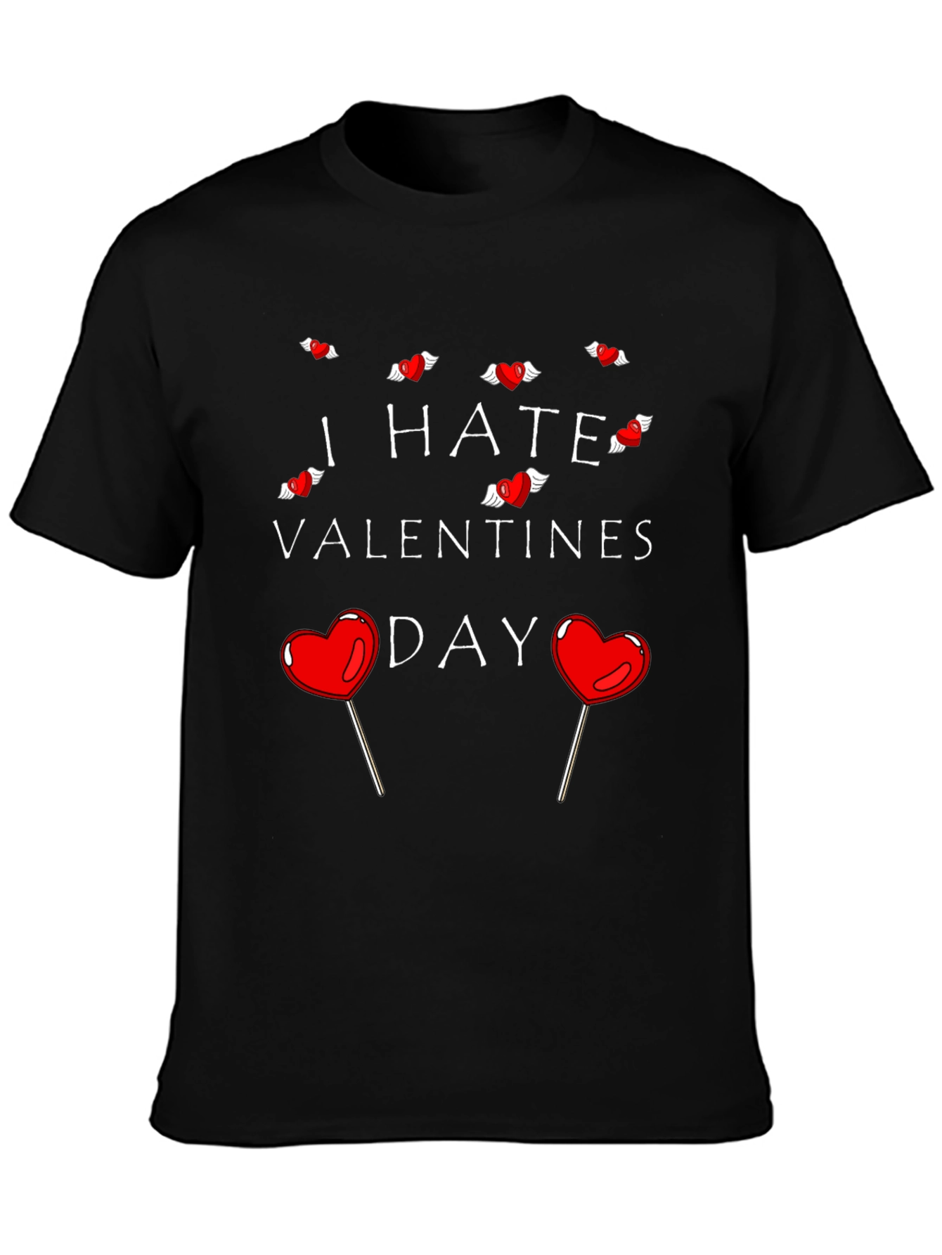 Camiseta Negra Odio San Valentín para Hombre