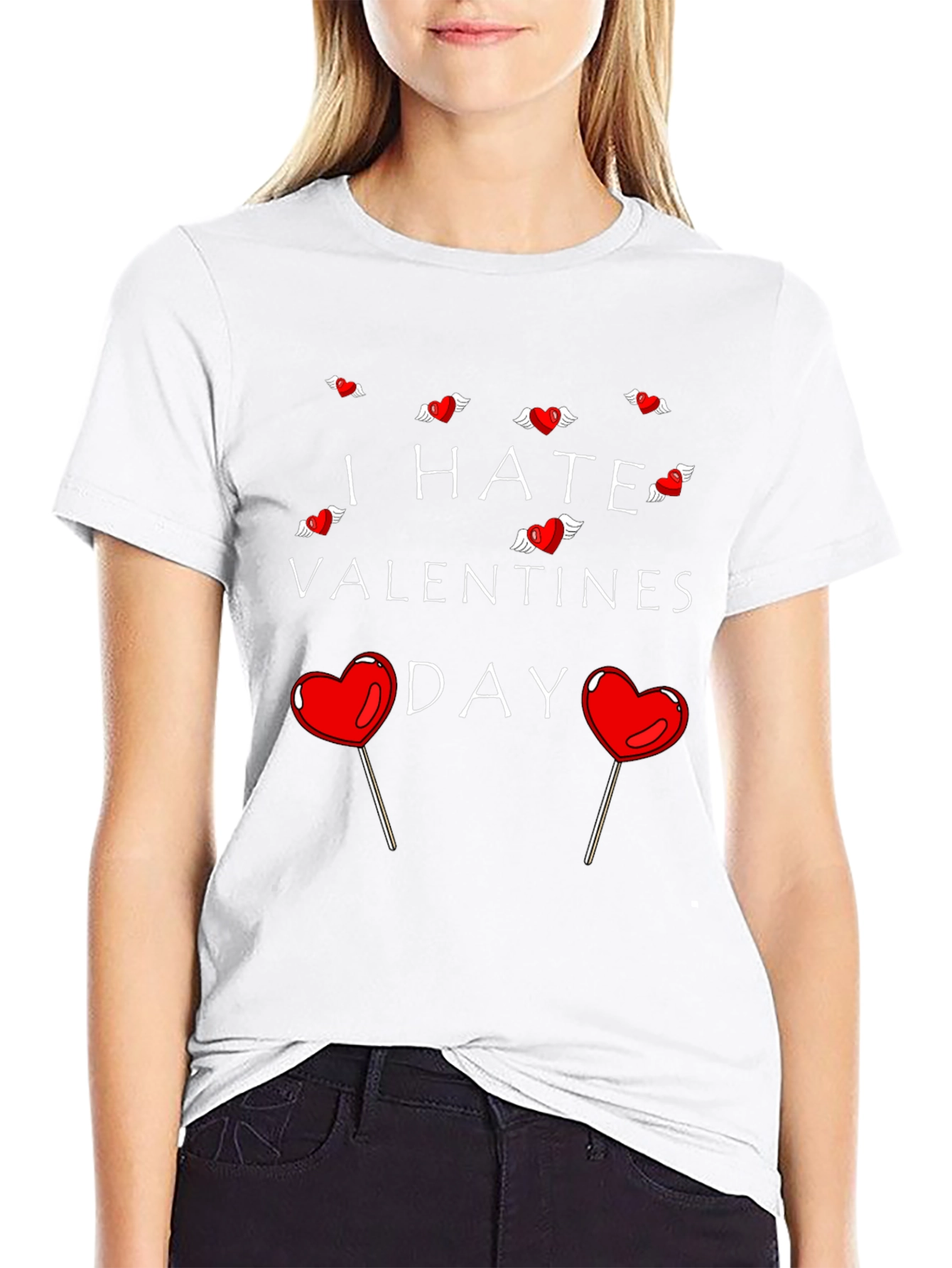 Camiseta Negra Odio San Valentín para Hombre