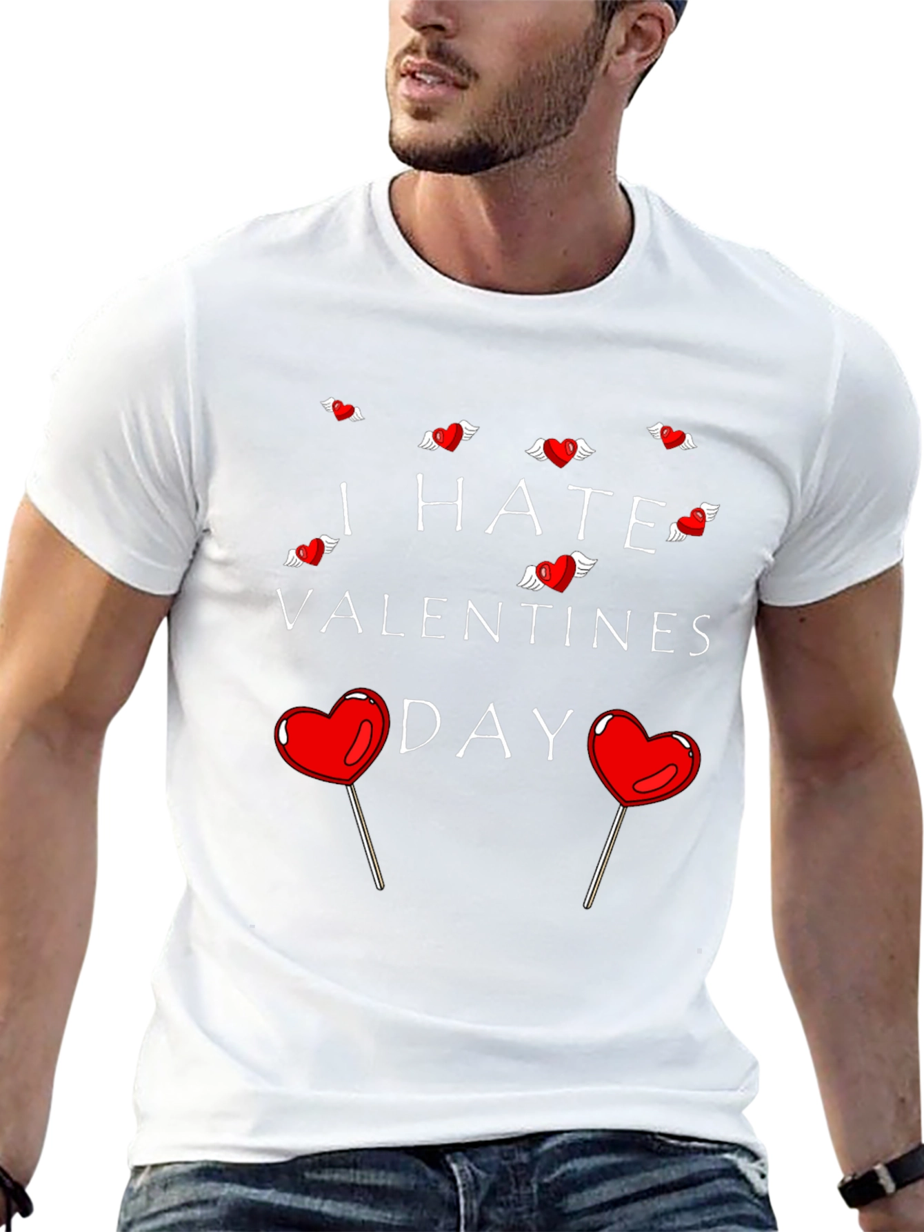 Camiseta Negra Odio San Valentín para Hombre