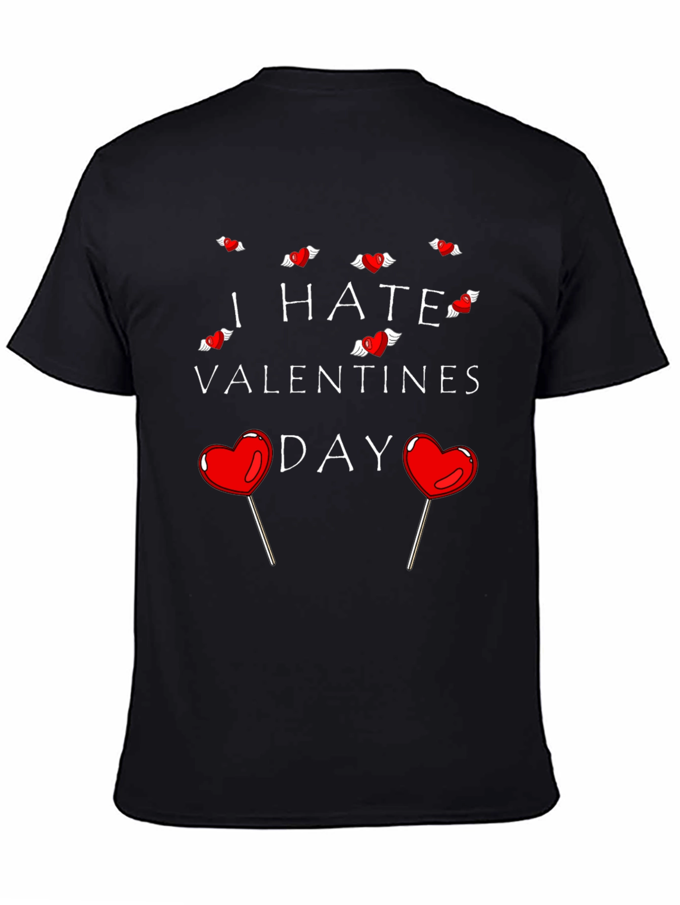 Camiseta Negra Odio San Valentín para Hombre