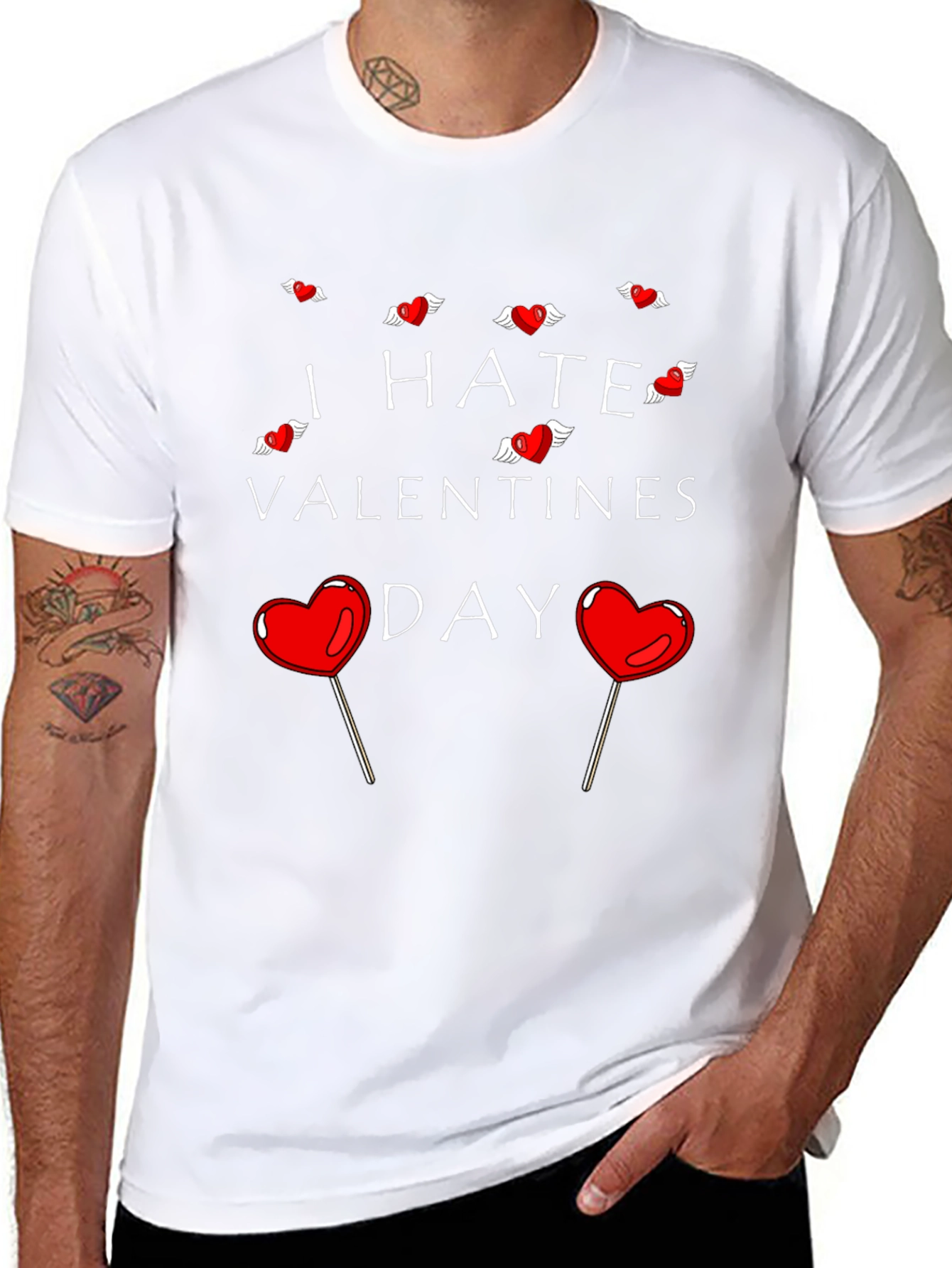 Camiseta Negra Odio San Valentín para Hombre