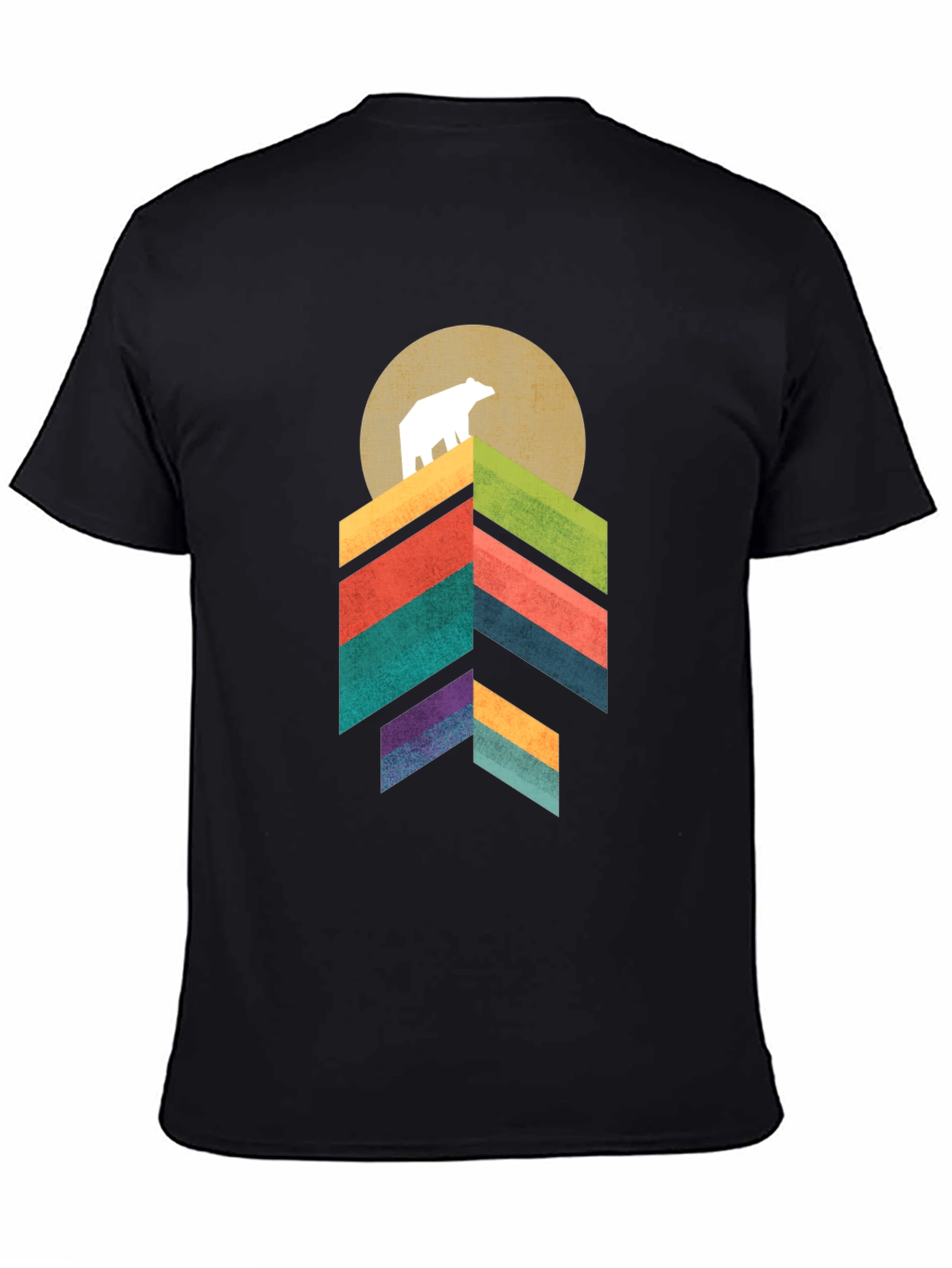 Camiseta Hombre Oso Montaña Geométrica