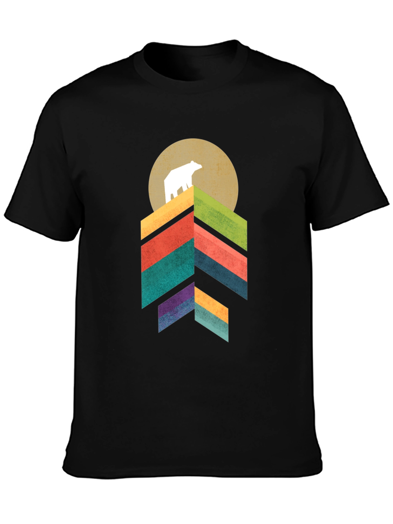 Camiseta Hombre Oso Montaña Geométrica