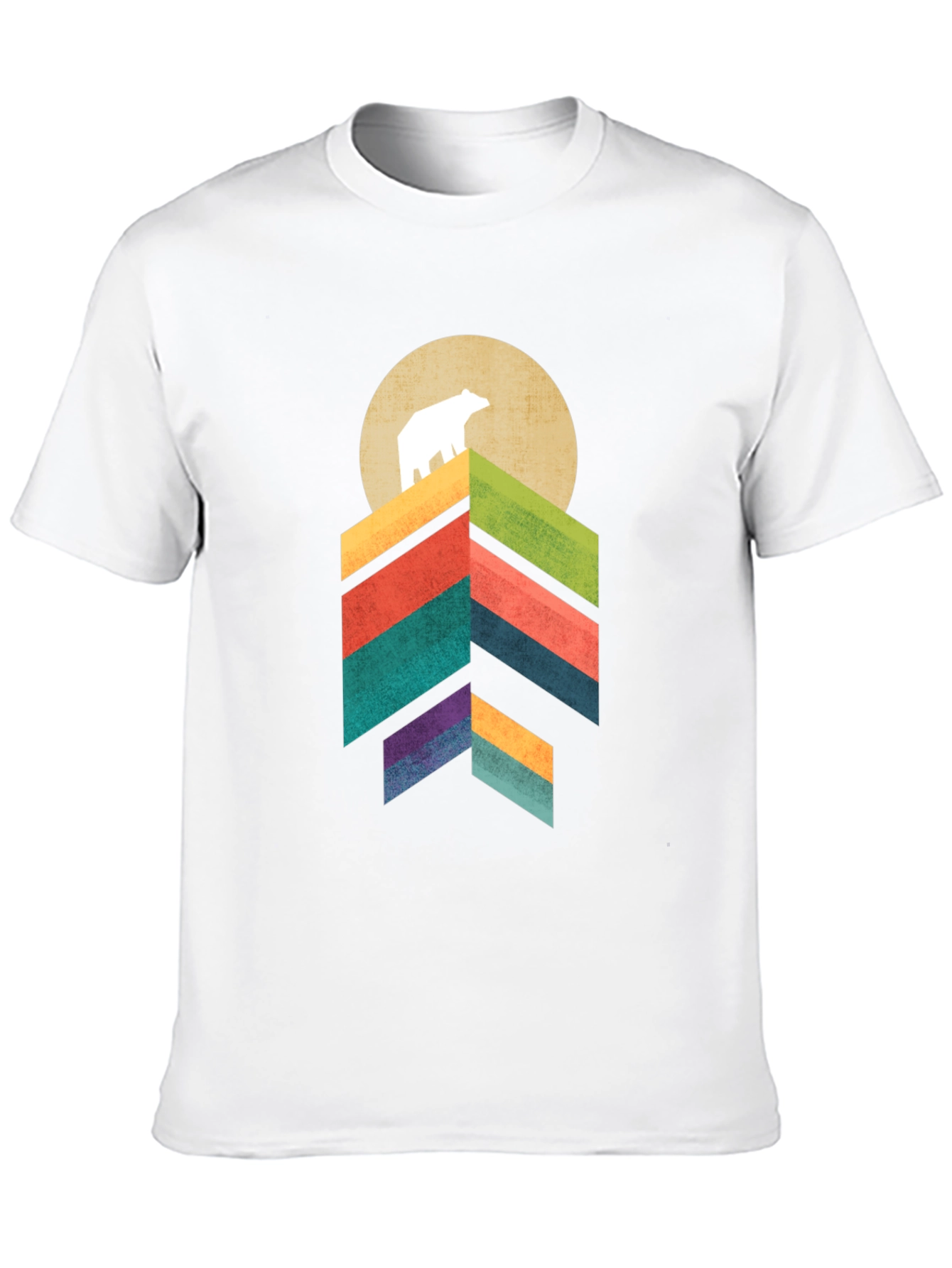 Camiseta Hombre Oso Montaña Geométrica