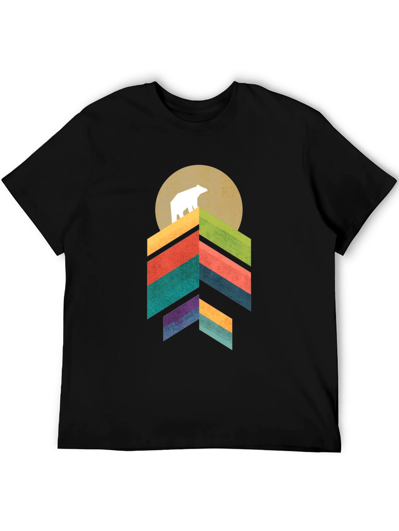 Camiseta Hombre Oso Montaña Geométrica