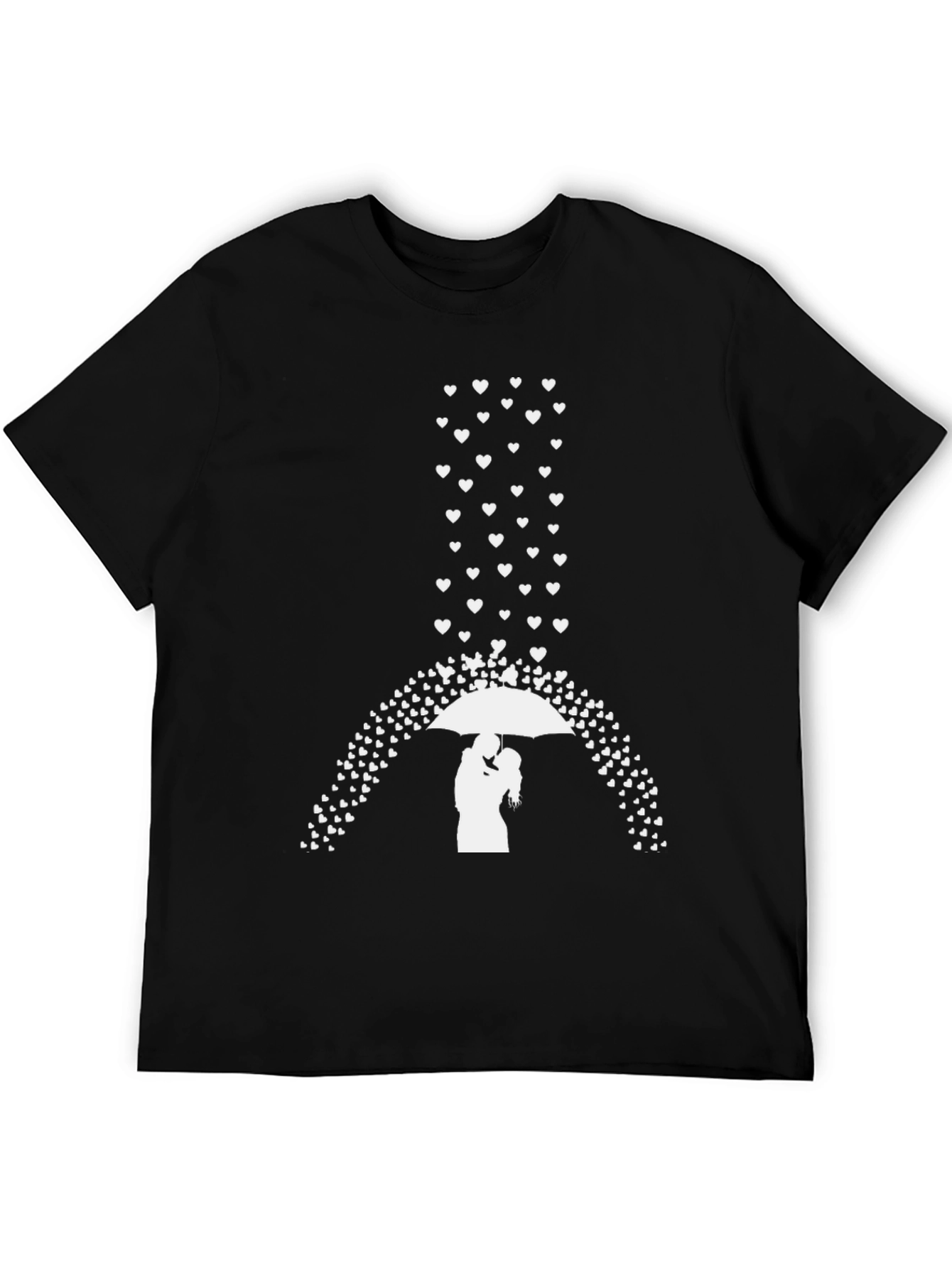 Camiseta Negra Romántica: Amor Bajo la Lluvia