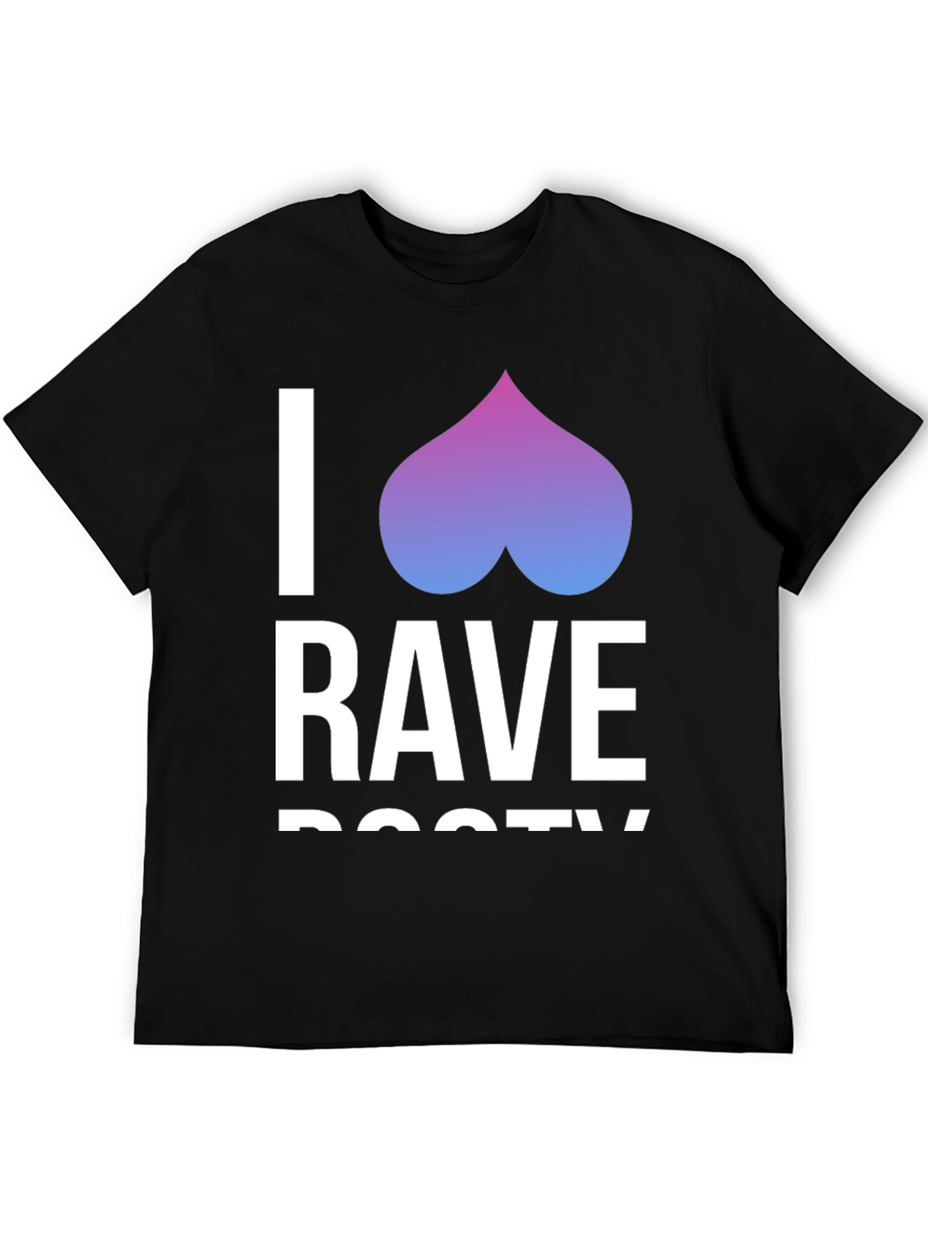 Camiseta Negra I <3 Rave Booty Divertida