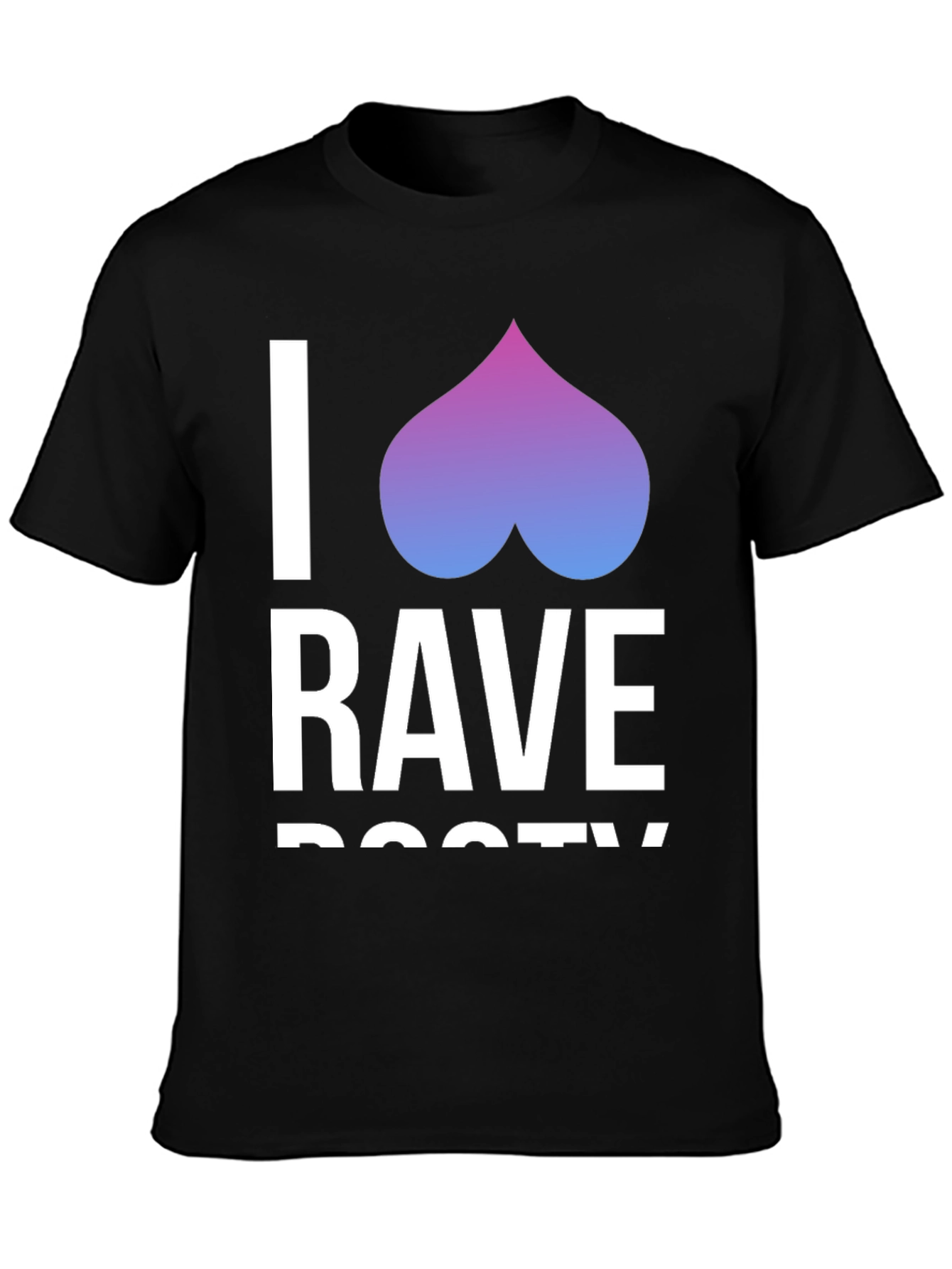 Camiseta Negra I <3 Rave Booty Divertida