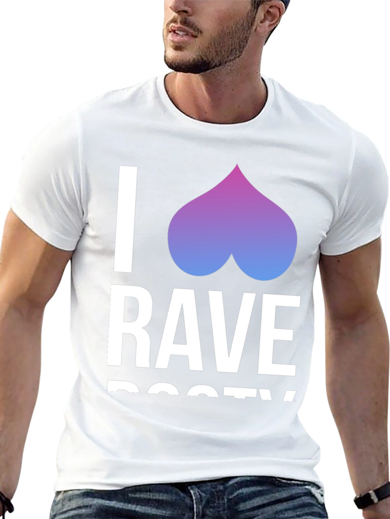 Camiseta Negra I <3 Rave Booty Divertida