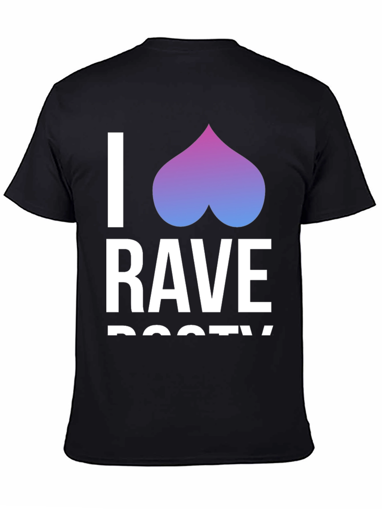 Camiseta Negra I <3 Rave Booty Divertida