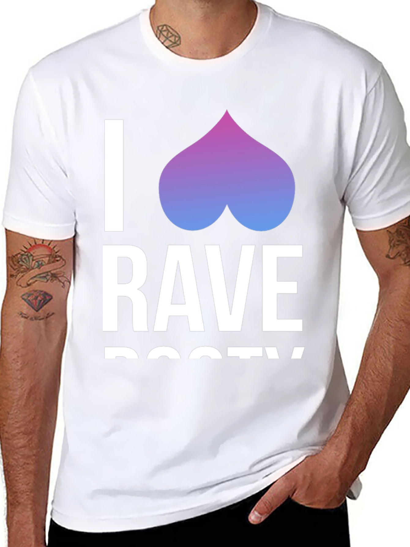 Camiseta Negra I <3 Rave Booty Divertida