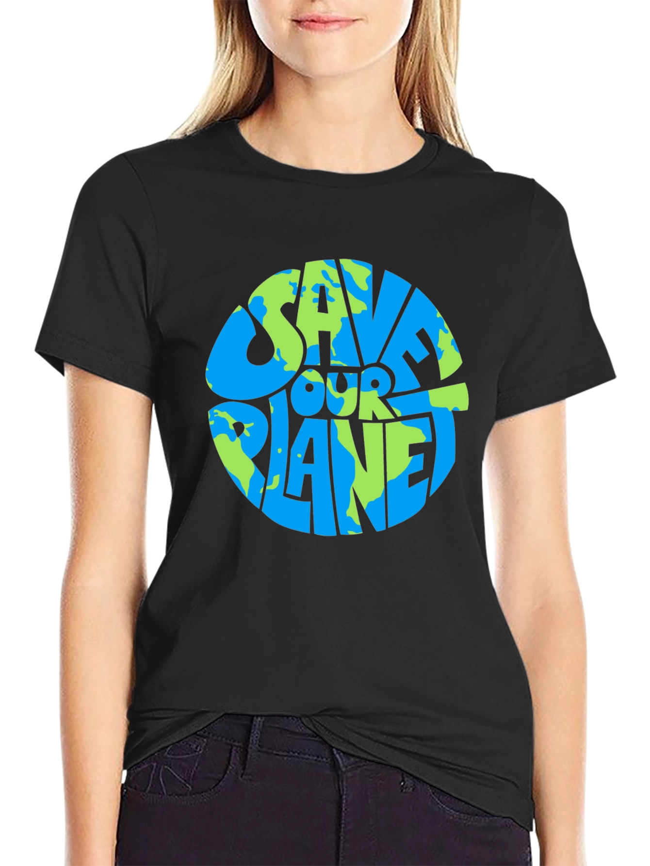 Camiseta Negra Salva Nuestro Planeta