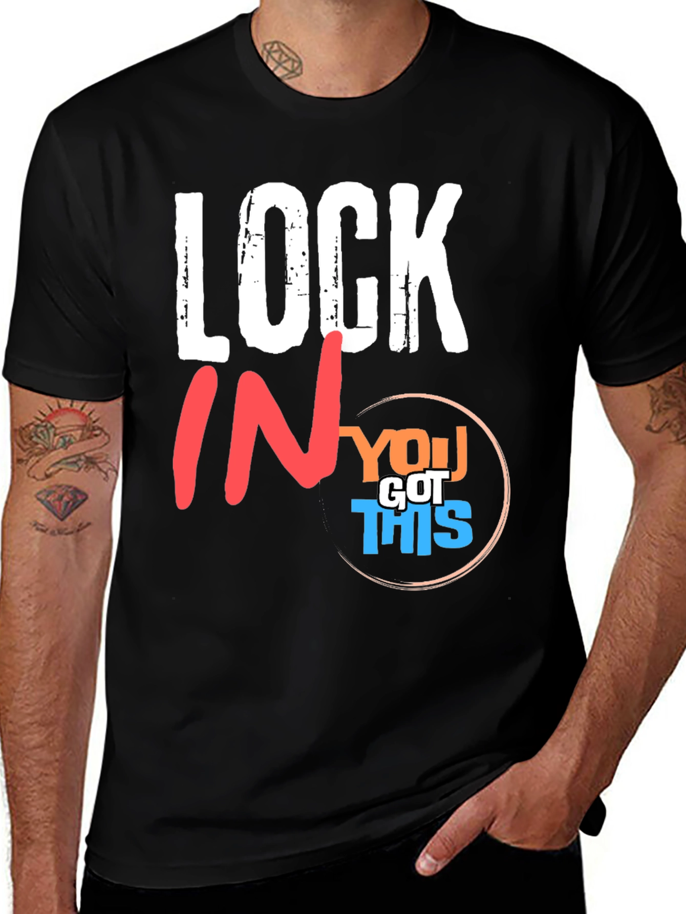 Camiseta Negra Motivacional Lock In You Got This
